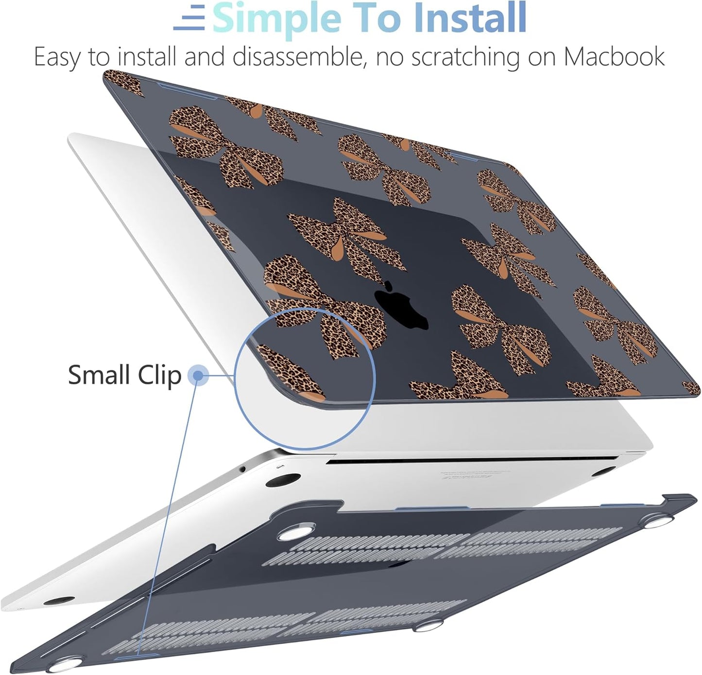 MEEgoodo Case for MacBook Pro 13 inch Case 2022 2021 2020 New A2338 M2/M1 A2251 A2289, Laptop Hard Shell with Keyboard & Camera Cover Compatible with 13 inch MacBook Pro, Leopard Print Bows