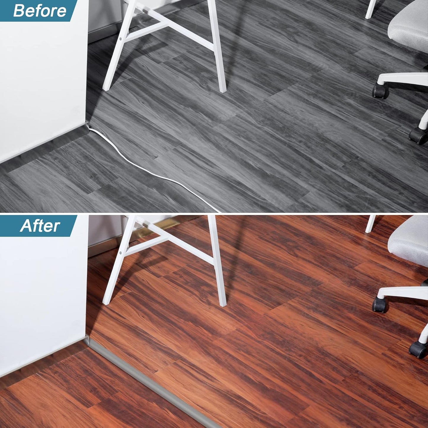 5.5FT Floor Cord Cover, Grey Soft Cable Cover Floor, Large Size Extension Cord Covers for Floor, Power Cord Protector Floor Wire Cover - Cord Channel Diameter: 0.7" (W) x 0.4" (H)