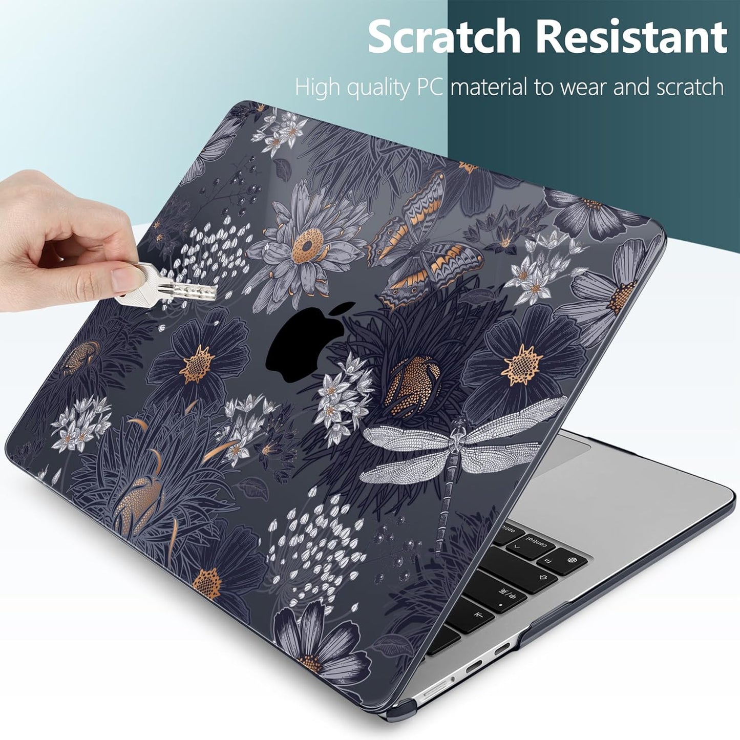 TWOLSKOO Compatible with M4 MacBook Air 15 inch Case 2025-2023 Released Model M4 A3241 M3 A3114 M2 A2941, Plastic Hard Shell & Screen Protector & Keyboard Cover & Trackpad Film, Wild Flower