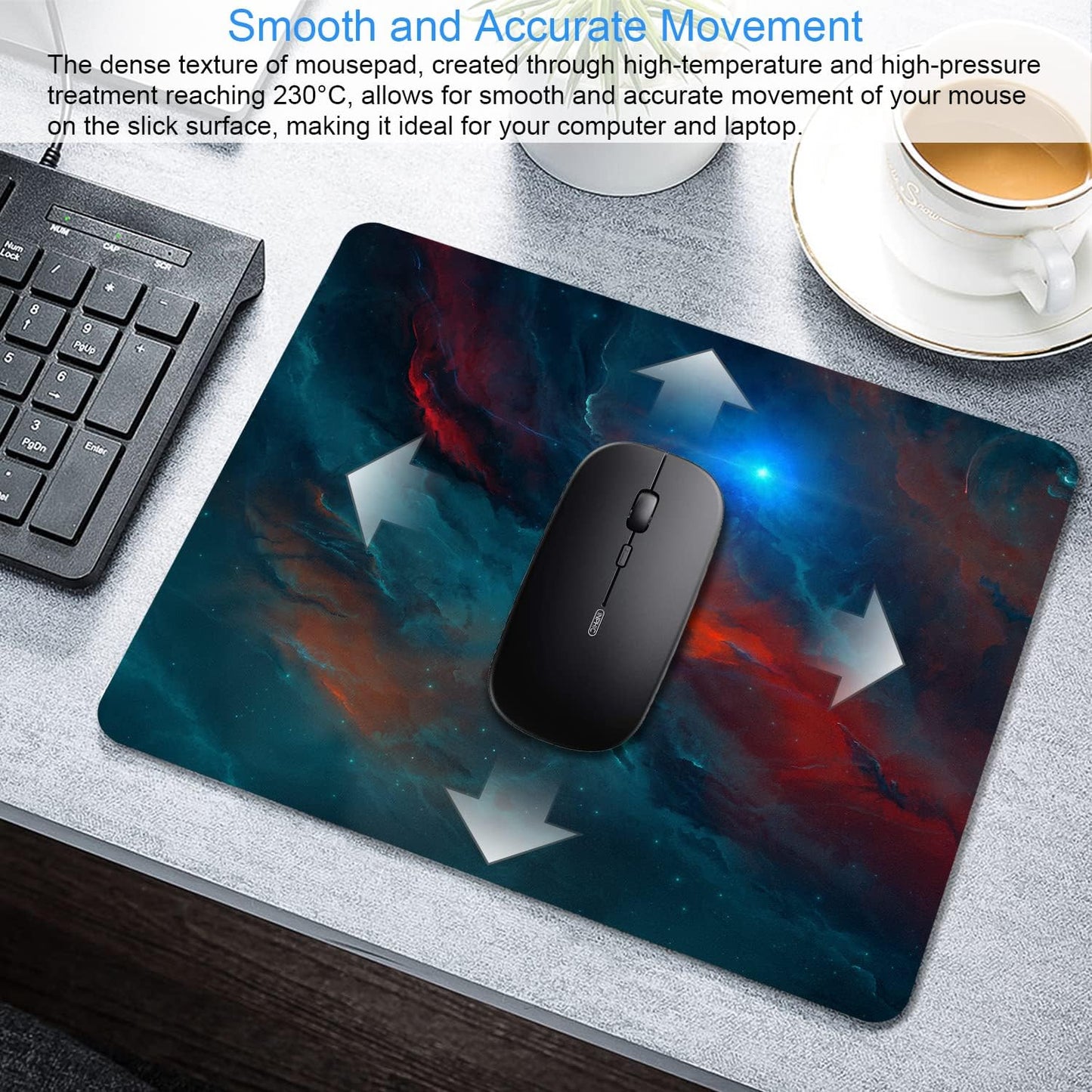 Galaxy Mouse Pad Personalized Design, Non-Slip Surface, Rubber Base, Small Office Desk Pad for Computers and Laptops