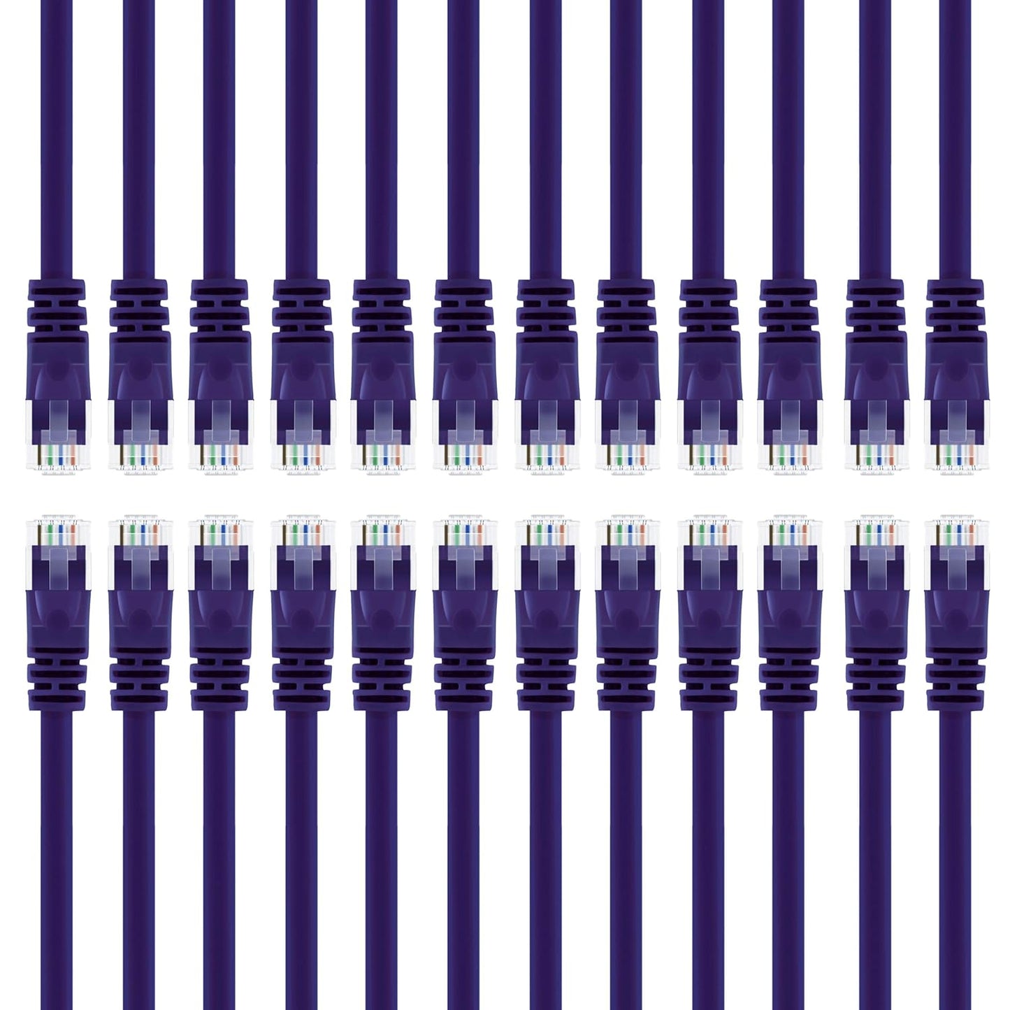 GearIT 24-Pack, Cat5e Ethernet Patch Cable 3 Feet - Snagless RJ45 Computer LAN Network Cord, Purple - Compatible with 24 48 Port Switch POE Rackmount 24port Gigabit