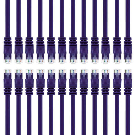 GearIT 24-Pack, Cat5e Ethernet Patch Cable 3 Feet - Snagless RJ45 Computer LAN Network Cord, Purple - Compatible with 24 48 Port Switch POE Rackmount 24port Gigabit