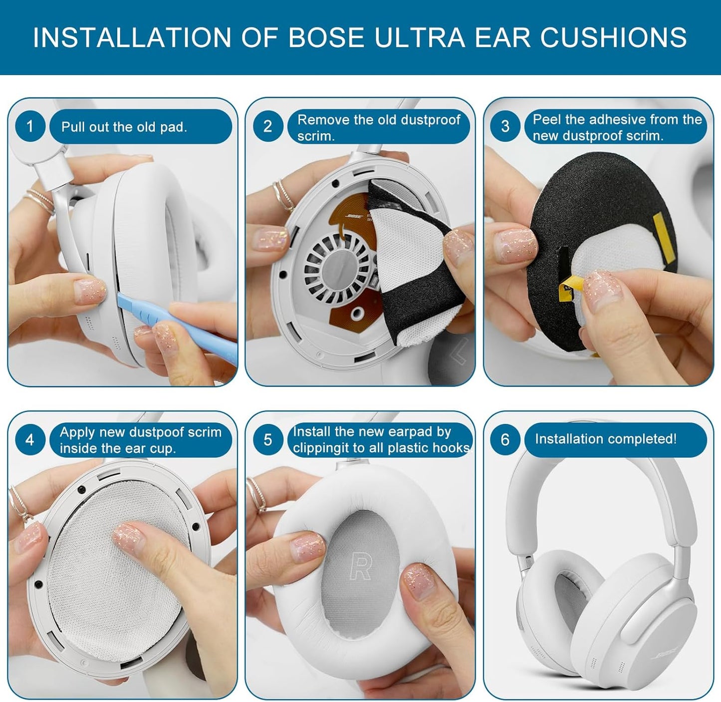 GEVO Earpads Replacement for Bose QuietComfort Ultra (QC Ultra), Ear Pads Cushions Replacement with Protein Leather and Memory Foam,White Smoke