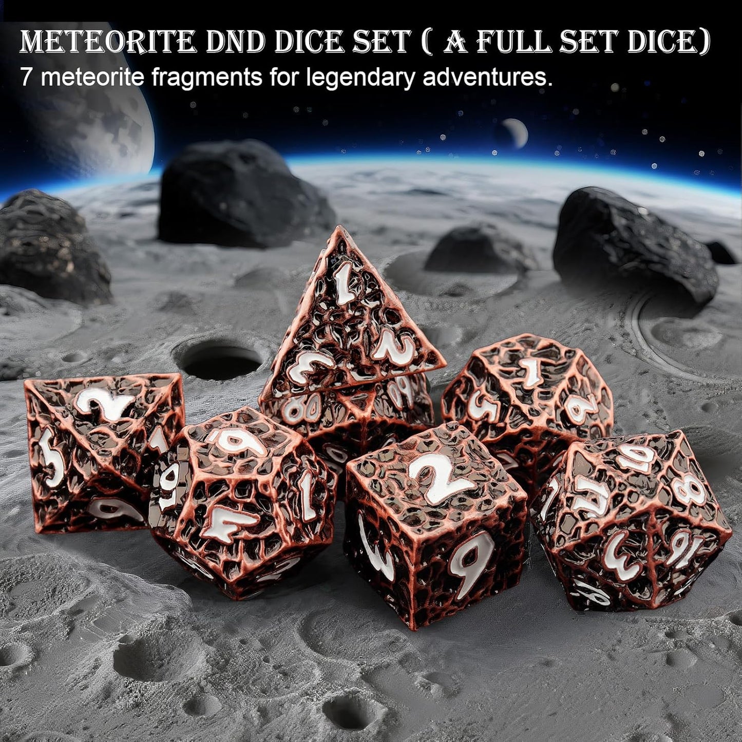 Haxtec Metal DND Dice Set Polyhedral D&D Dice Compatible with Dungeons and Dragons Gift TTRPG Antique Copper Metal Dice