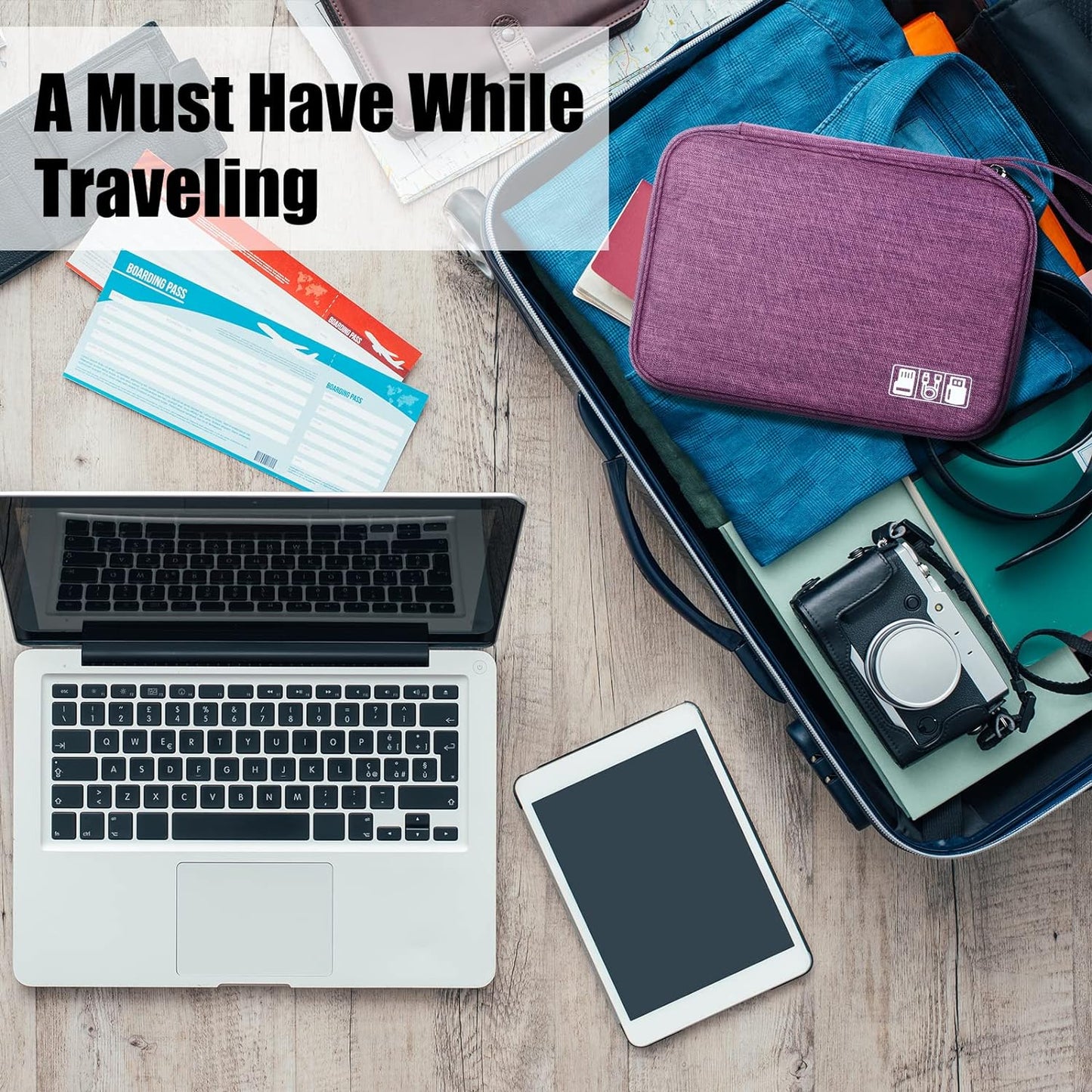 CILLA Travel Cord Organizer Case, Portable Waterproof Storage Bag for Charger, Cord, USB, Power Bank, Earphone, SD Card, Travel Essentials