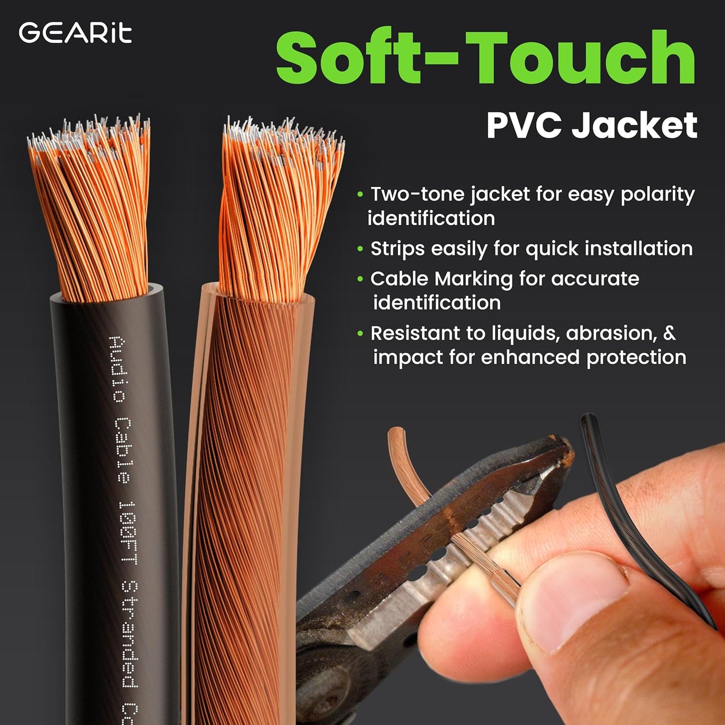 GearIT 14 Gauge 2 x 2.5mm Speaker Wire Cca Cca Cable (30.4 Meters - Black Clear)