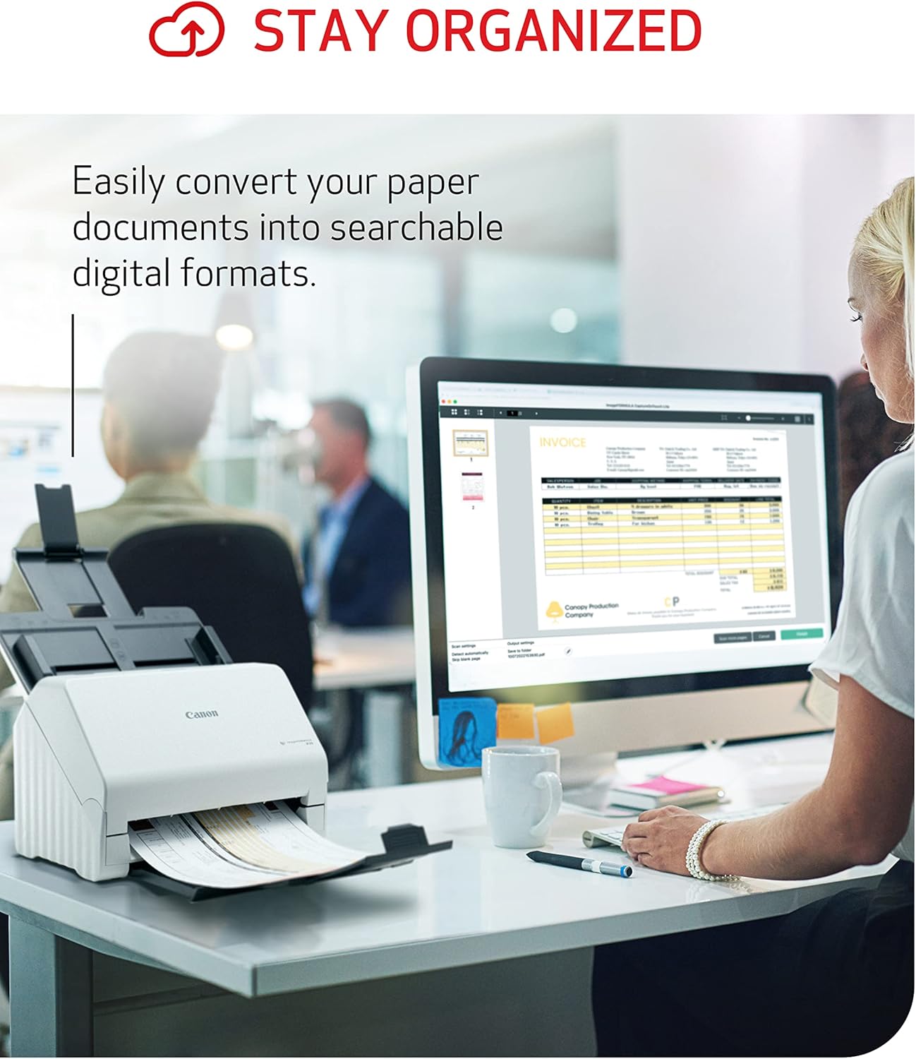 Canon imageFORMULA R30 - Office Document Scanner, Auto Document Feeder, Duplex Scanning, Plug-and-Scan Capability, No Software Installation Required