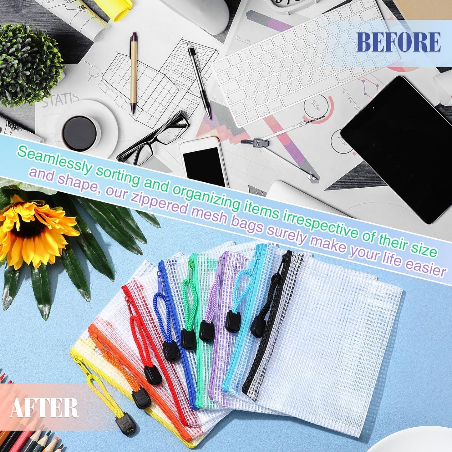 Jetec 32 Pcs Mesh Zipper Bags Toy Storage Bikini Organizer Bag Bolsas Para Guardar Trajes De Baño Waterproof Zipper Reusable Pouch Puzzle Multipurpose for Storage Office(Sweet Color,5.1 x 4.1 Inch)