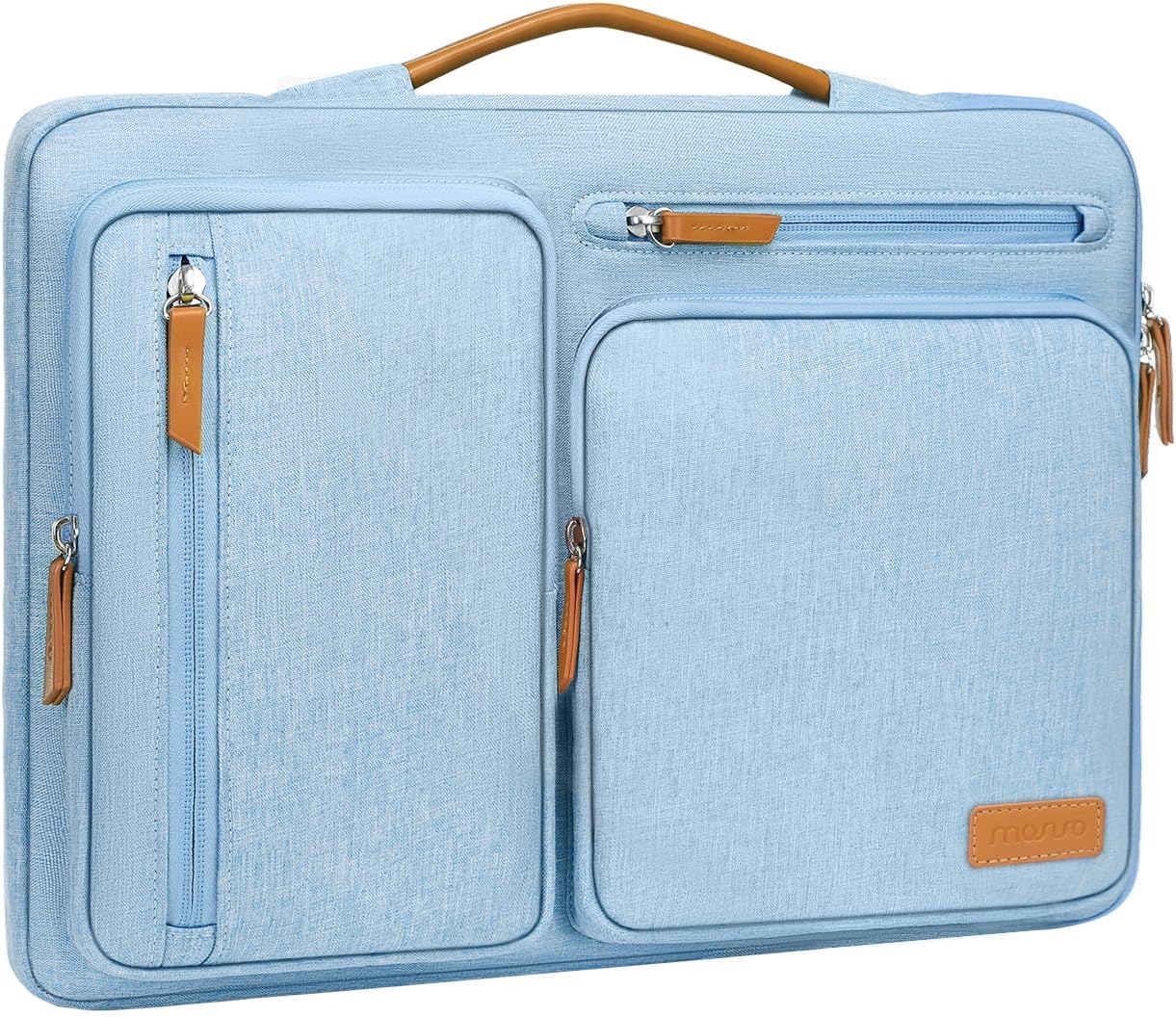 MOSISO 360 Protective Laptop Case 15 inch, 15 inch Laptop Sleeve Compatible with MacBook Air M4 M3 M2 2025 2024 2023, Dell XPS Plus, Side Open Carrying Case with 4 Zipper Pockets&Handle, Air Blue