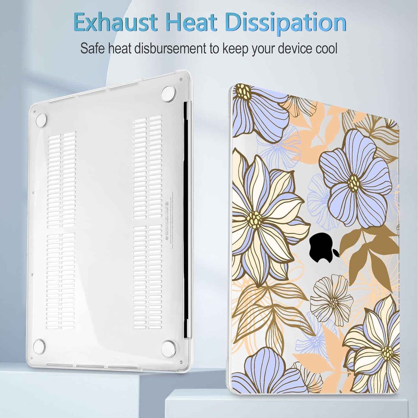 Mektron Case for MacBook Pro 16 Inch A2141 Cover 2019 Release 16" with Liquid Retina Display/Touch ID, Plastic Hard Shell with Keyboard Skin & Screen Protector & Dust Plug, Abstract Floral