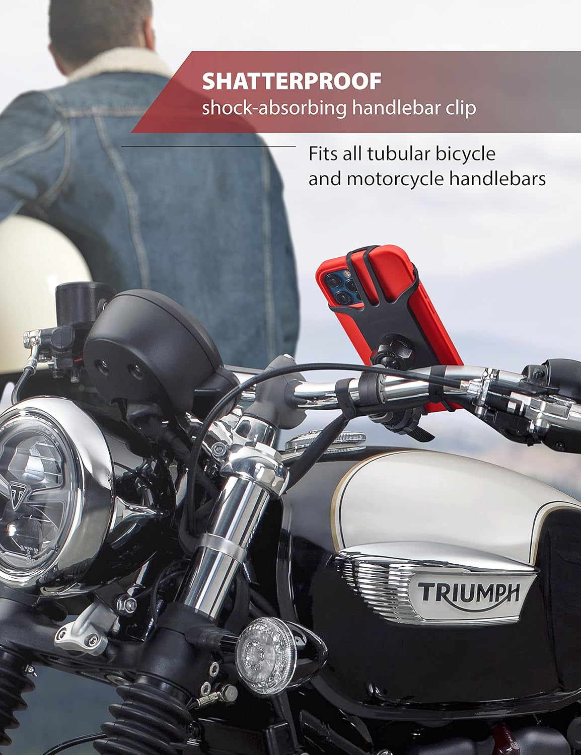 New 2025 Motorcycle & Bicycle Phone Mount - The Most Secure & Reliable Bike Phone Holder for iPhone, Samsung or Any Smartphone. Stress-Resistant and Highly Adjustable. +100 to Safeness & Comfort