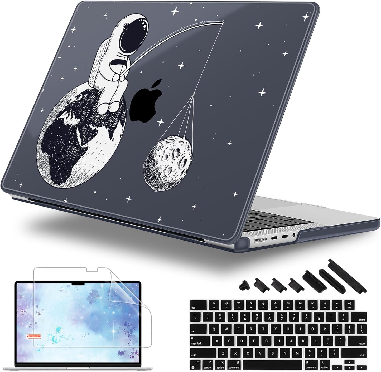 for MacBook Pro 16 inch Case 2021 2022 2023 2024 Release A3186 A3403 M4 A2991 M3 A2780 M2 A2485 M1 Pro/Max, Hard Shell Case with Screen Protector & Keyboard Cover, Astronaut Enjoy