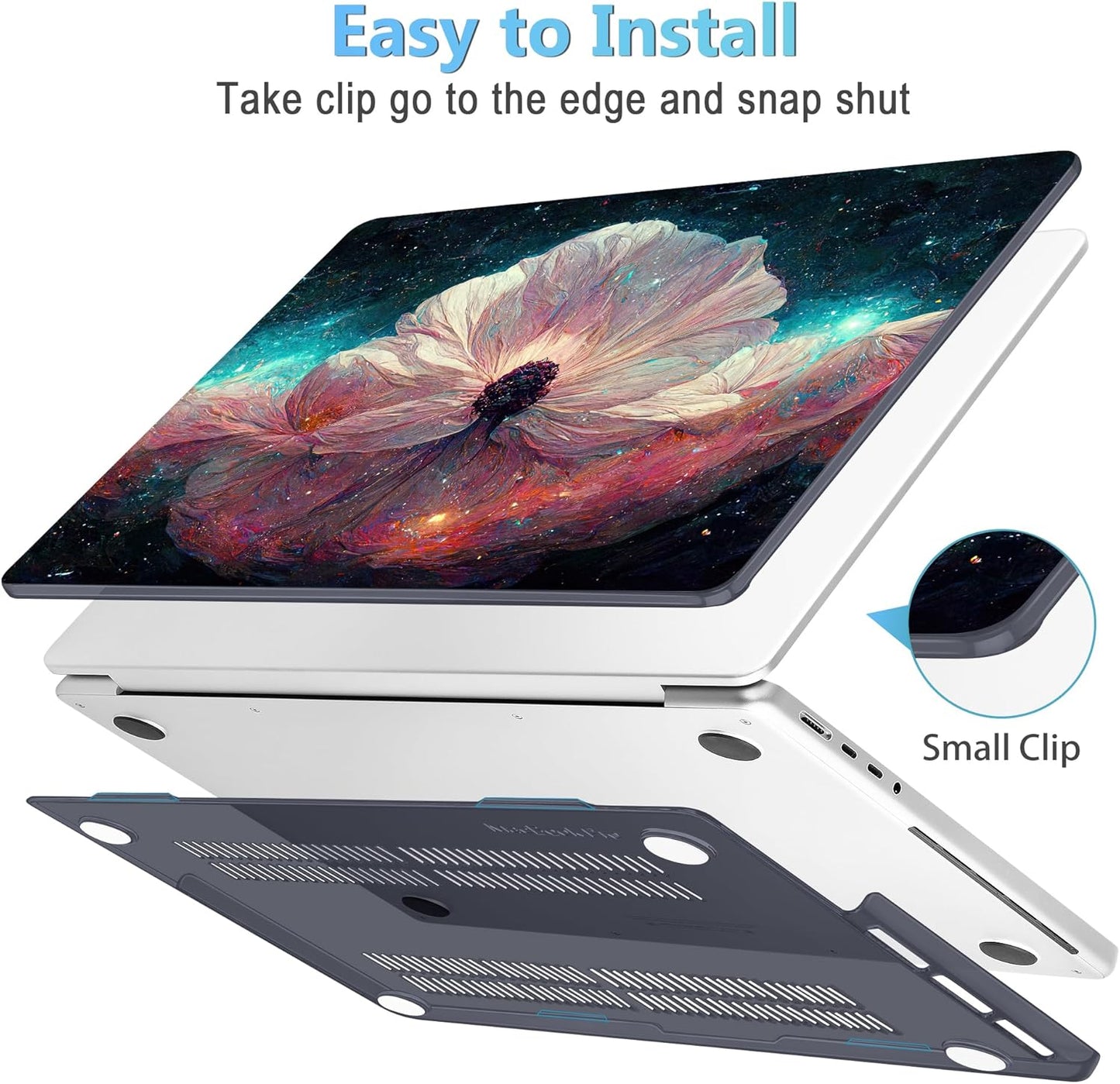 Mektron Case for MacBook Pro 16" M4 A3403 A3186 M3 A2991 M2 A2780 M1 A2485 (2021/2023/2024) Pro/Max with Touch ID, Hard Shell Plastic Laptop Cover Keyboard Cover Screen Protector, Galaxy Flower