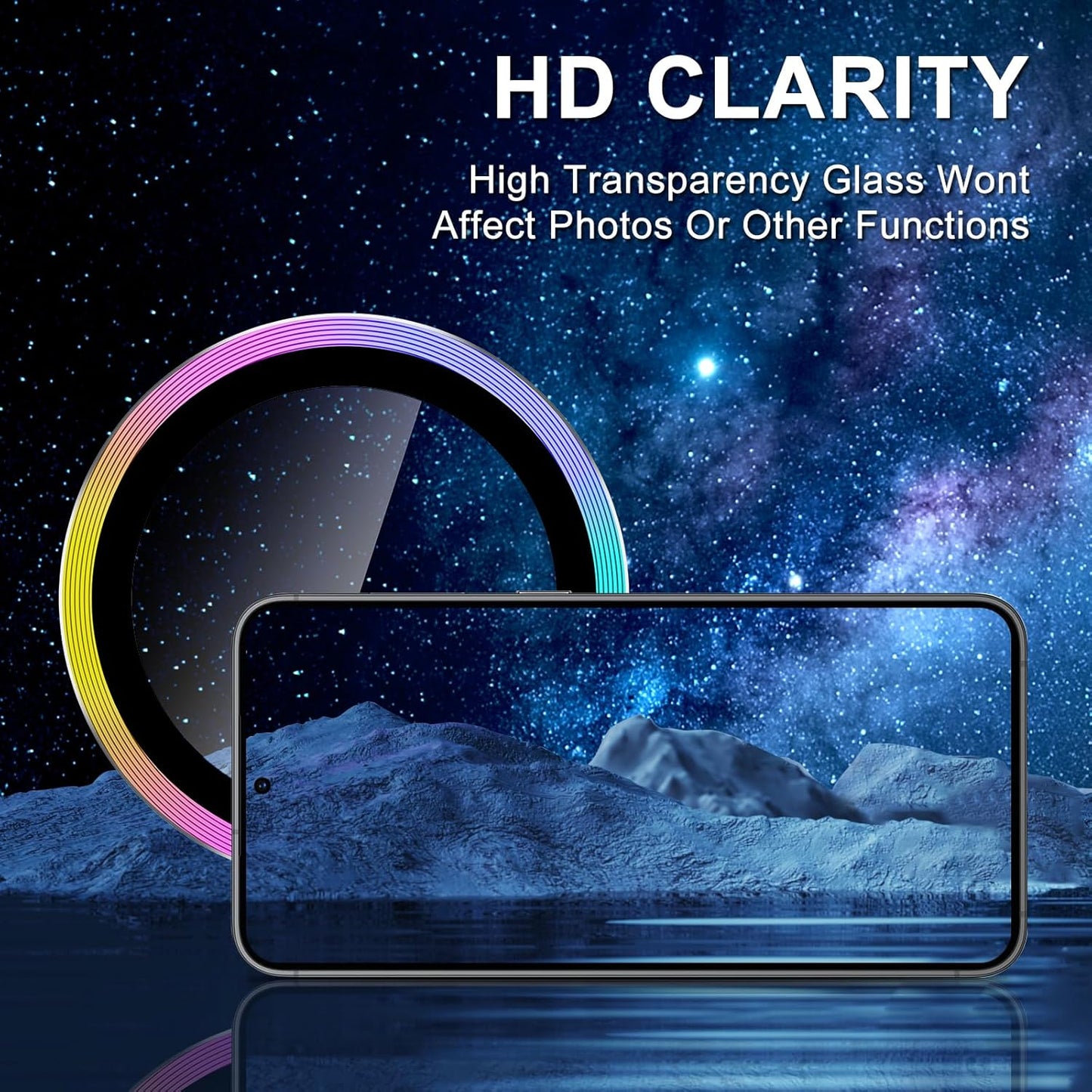 for Samsung Galaxy S25 Camera Lens Protector, Individual Metal Ring Tempered Glass Lens Cover, [Strong Adsorption] Scratch Resistant Ultra-Thin HD Clear Lens Cover, 1 Set-Colorful
