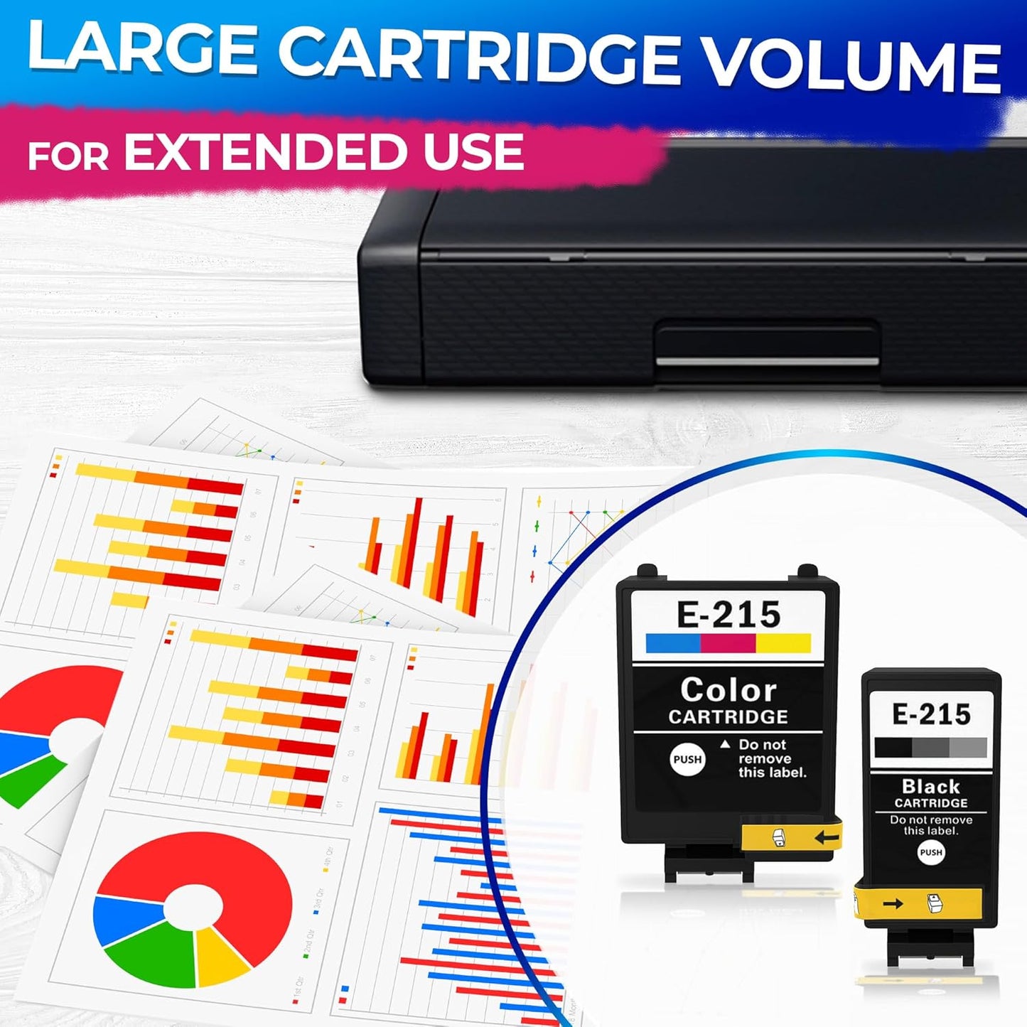 5-Pack Compatible Ink Cartridges – Includes 3 Black and 2 Tri-Color | Easy-to-Install Replacements for Inkjet Printers | Reliable Printing Performance, Vivid Colors, Sharp Tex