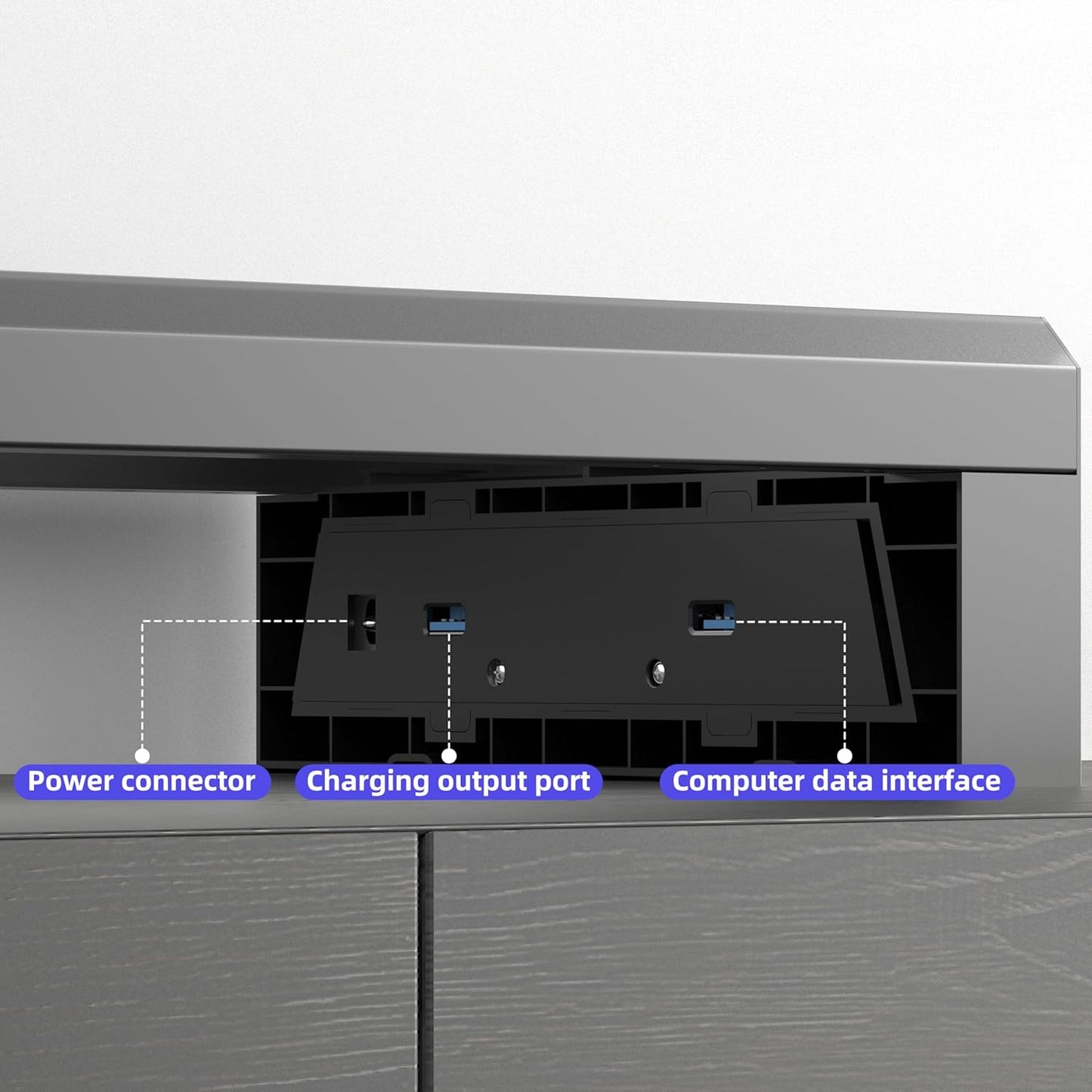 2-Tier Metal Computer Monitor Stand & Laptop Desk Shelf, 21.6 Inches, 22W Charging, 2 USB 3.0, 1 USB 2.0, Heavy Duty, Black, Metal