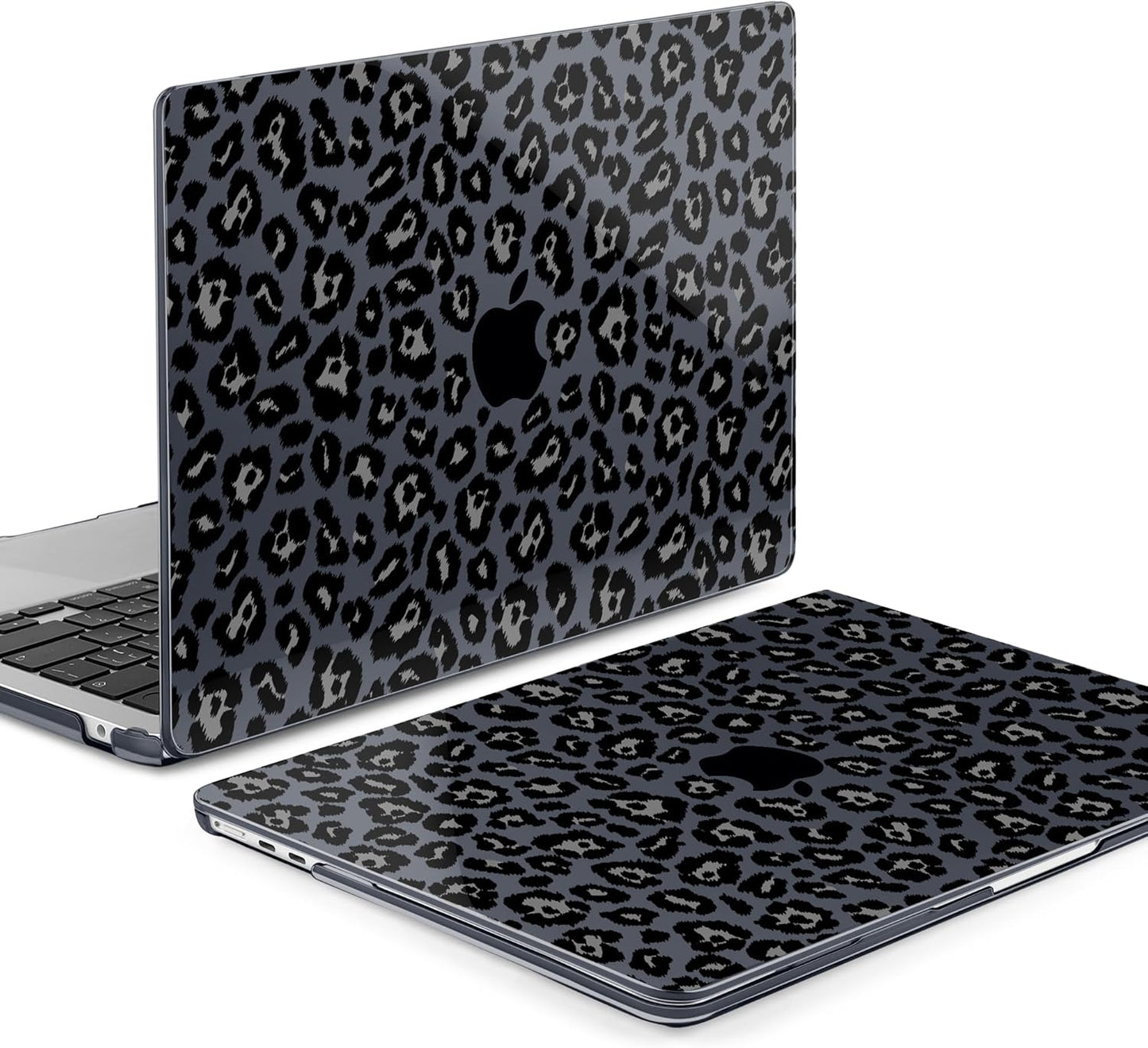 MEEgoodo Case for M4/M3/M2 MacBook Air 13.6 inch Case 2025 2024 2022, Fit Model A3240/A3113/A2681, Laptop Hard Shell with Keyboard Cover Compatible with MacBook Air 13 inch, Snow Leopard Texture