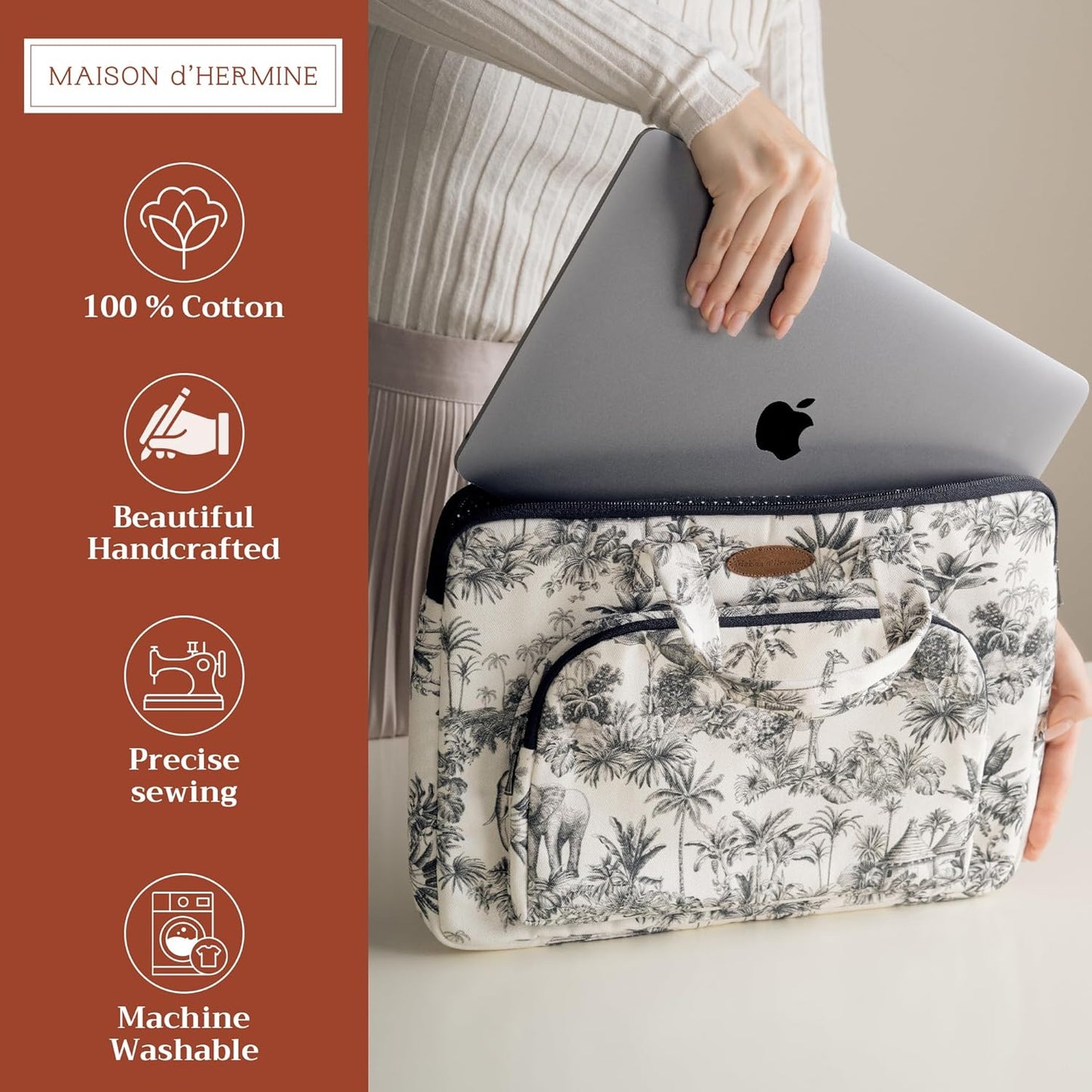 Maison d'Hermine Laptop bag with front pocket Stain and water repellent Cotton canvas