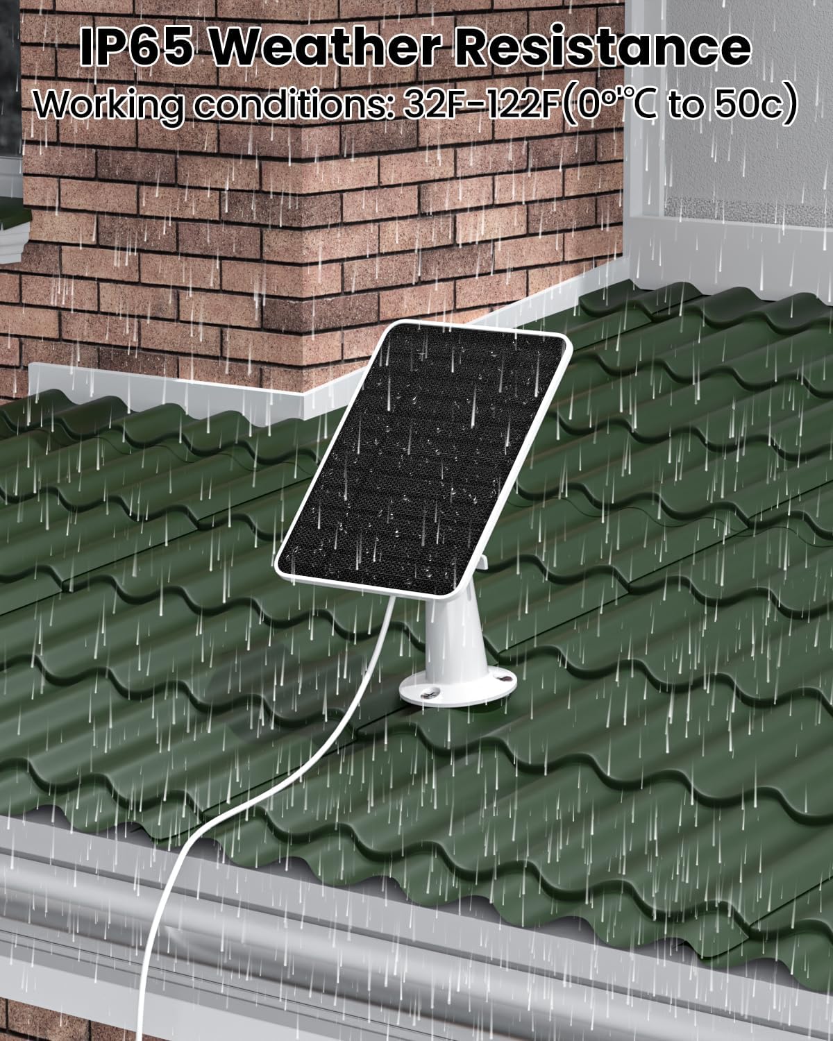 5W Solar Panel Charger Compatible with Arlo Essential 2K Outdoor Camera(2nd Gen)/Essential Outdoor XL(2nd Gen)/Essential Spotlight, IP65 Waterproof 10ft USB-C & Micro USB Cable & Wall Mount, 4 Pack