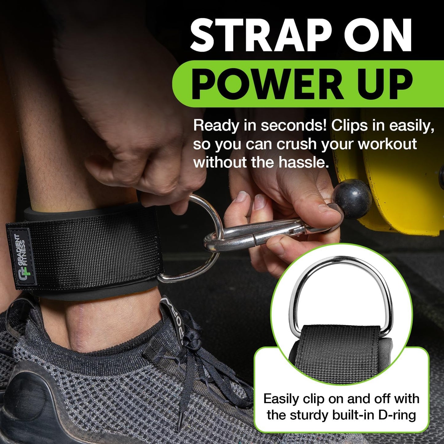 Gradient Fitness Ankle Straps (2 Pack) | Ankle Strap for Cable Machine, Ankle Bands for Working Out, Cable Ankle Strap