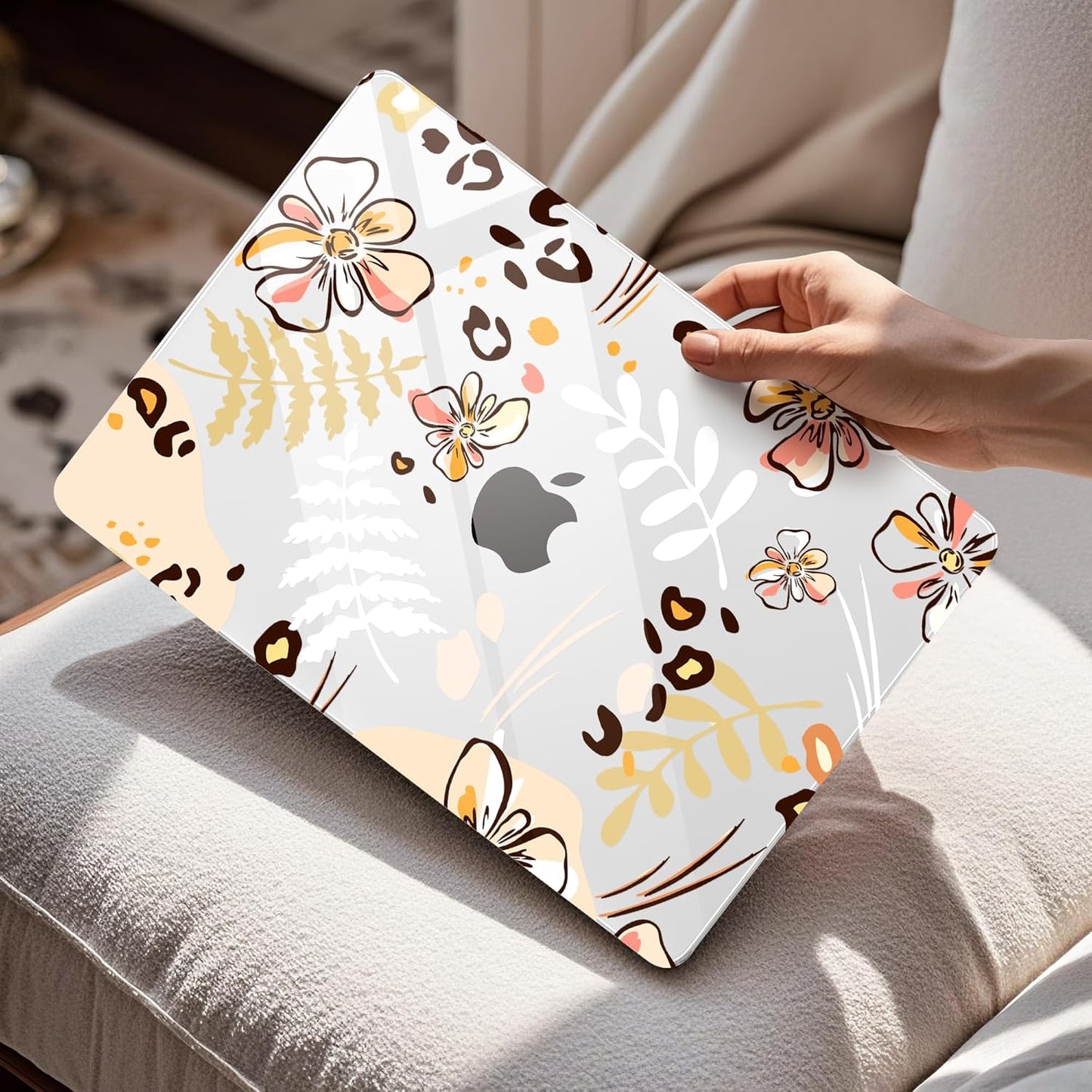 Mektron Compatible with M4 MacBook Air 15 inch Case 2025 A3241 2024 2023 M3 A3114 A2941 M2 Liquid Retina Display Touch ID, Plastic Hard Case & Keyboard Skin & Screen Protector - Abstract Floral C347