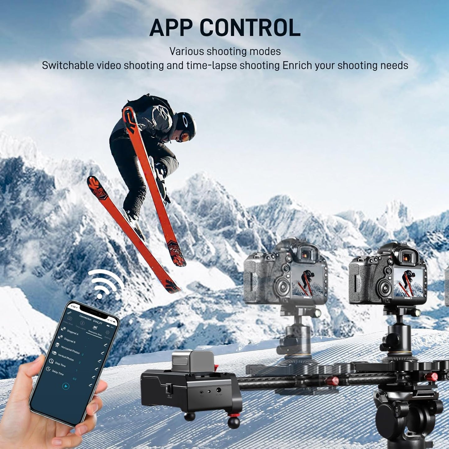 GVM Motorized Camera Slider, 48''/120CM Carbon Fiber Camera Slider with APP Control, Support Video Mode, Time Lapse Photography, Horizontal, Tracking and 120° Panoramic Shooting