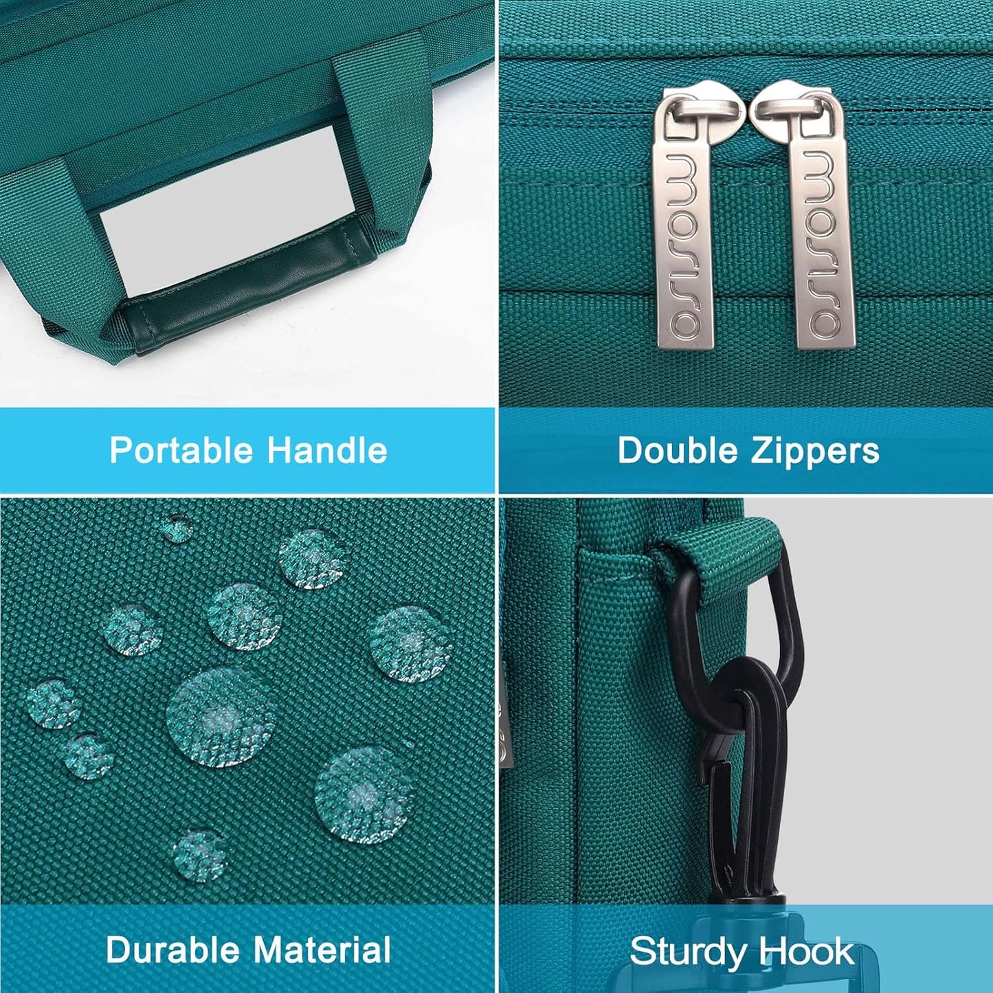 MOSISO Laptop Shoulder Bag, Computer Bag with 2 Raised&1 Flapover&1 Horizontal Pocket&Handle&Belt