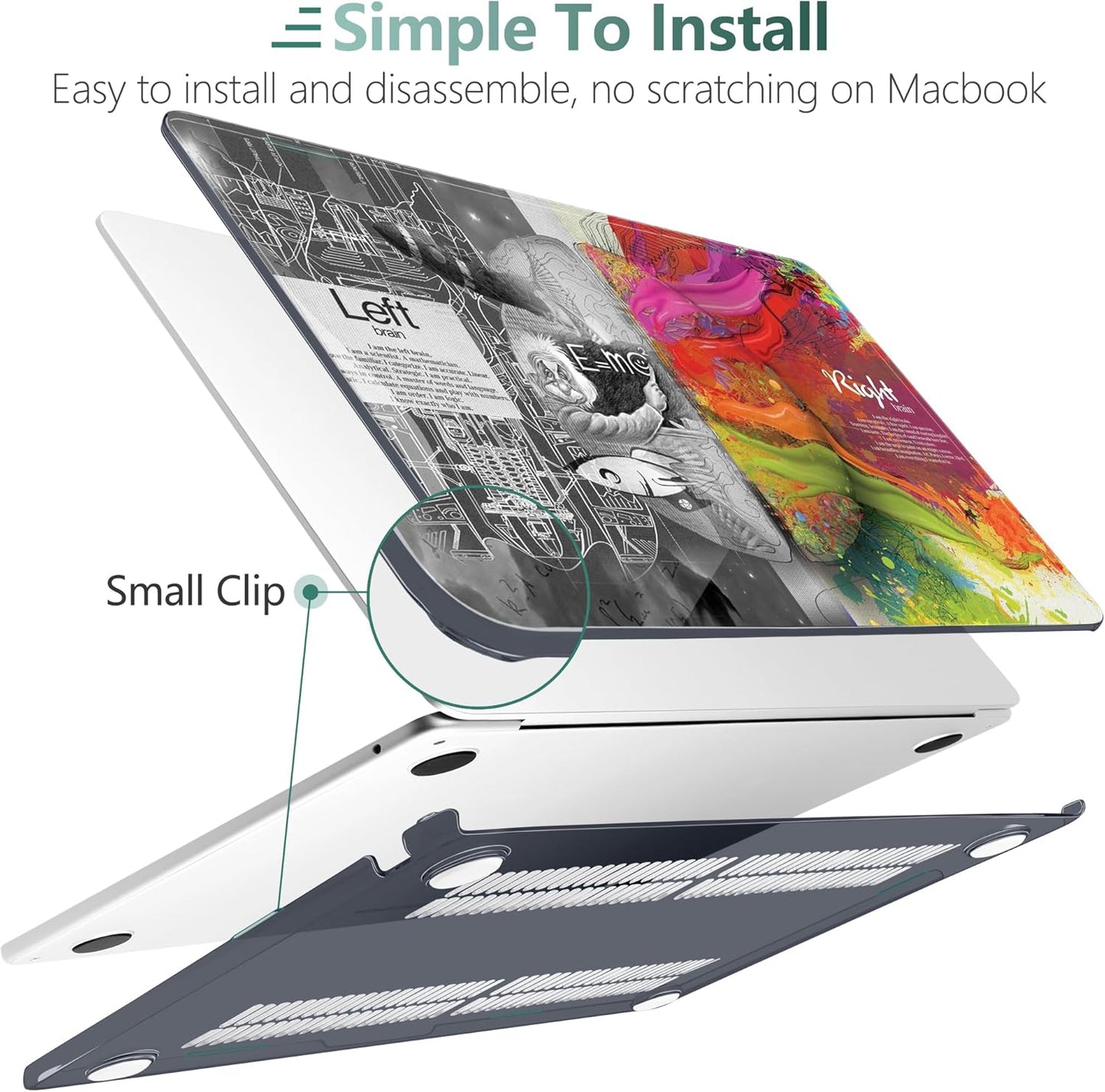 TWOLSKOO for M4 MacBook Air 13.6 inch Case 2025-2022 Release M4 A3240 M3 A3113 M2 A2681, Plastic Hard Shell & Screen Protector & Keyboard Cover & Trackpad Film, Creative Brain