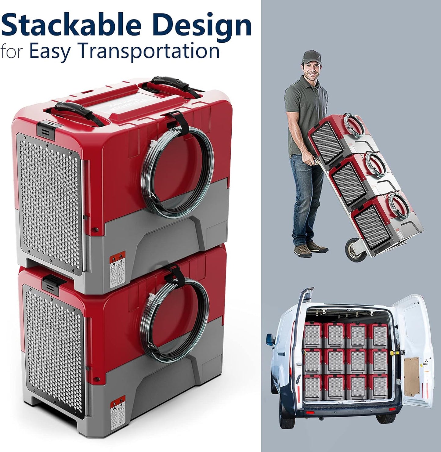 ALORAIR LGR Commercial Dehumidifier with Pump Drain Hose, 180 Pint Large Capacity Crawl Space Dehumidifier for Water Damage Restoration, Basements Warehouse & Job Sites, 5 Years Limited Warranty, Red