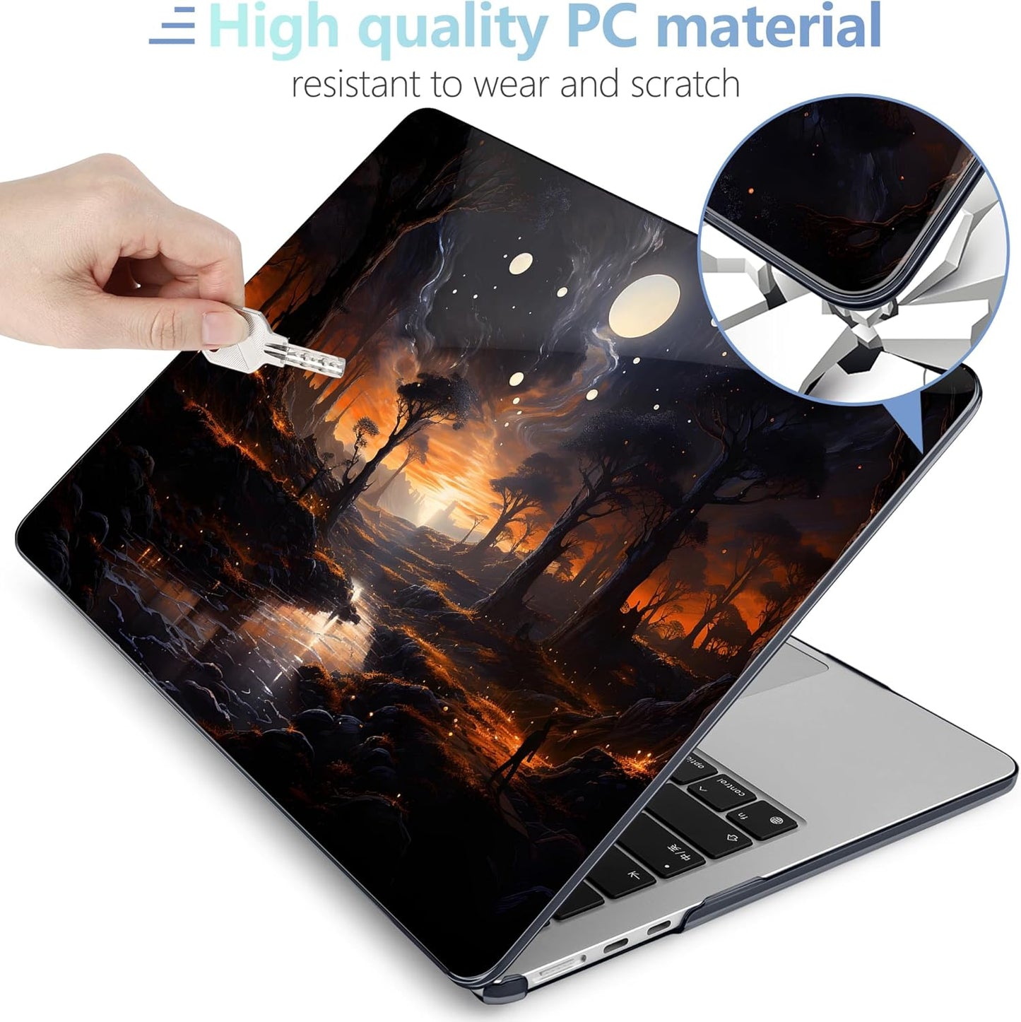 MEEgoodo Case for M4/M3/M2 MacBook Air 13.6 inch Case 2025 2024 2022, Fit Model A3240/A3113/A2681, Laptop Hard Shell with Keyboard Cover Compatible with MacBook Air 13 inch, Fantasy Night Landscape