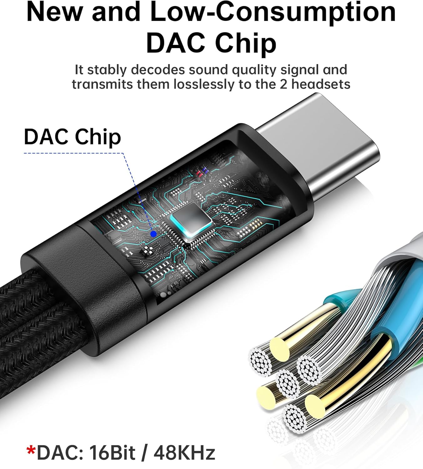 Headphone Splitter for 2 Headphones, USB C to Dual 3.5mm Female Aux Splitters for iPhone 17 17 Pro 16e, Google Pixel 10, Samsung Galaxy S25 Ultra, Audio Jack Adapter Earphone Connector - Black