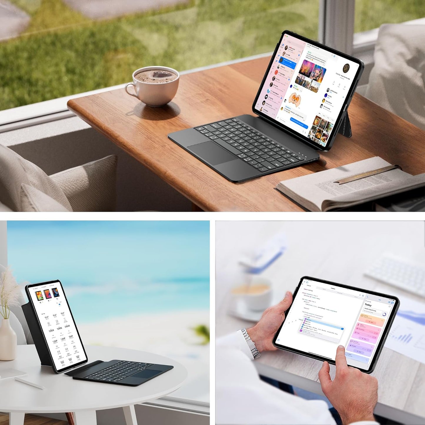 Detachable Keyboard Case for Apple iPad Pro 13 inch (M4) 2024: Wireless Backlit Keyboard with Trackpad, Magnetic Protective Cover