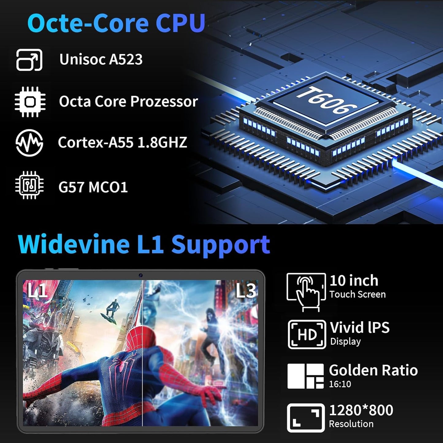 Android 15 Tablet with Keyboard, 26GB+256GB(2TB Expand), 10.1 Inch Tablet 8000 mAh Battery, BT 5.0, 5G WiFi, Widevine L1, Dual Camera, 2 in 1 Tab with Mouse, Case, Stylus(Green)