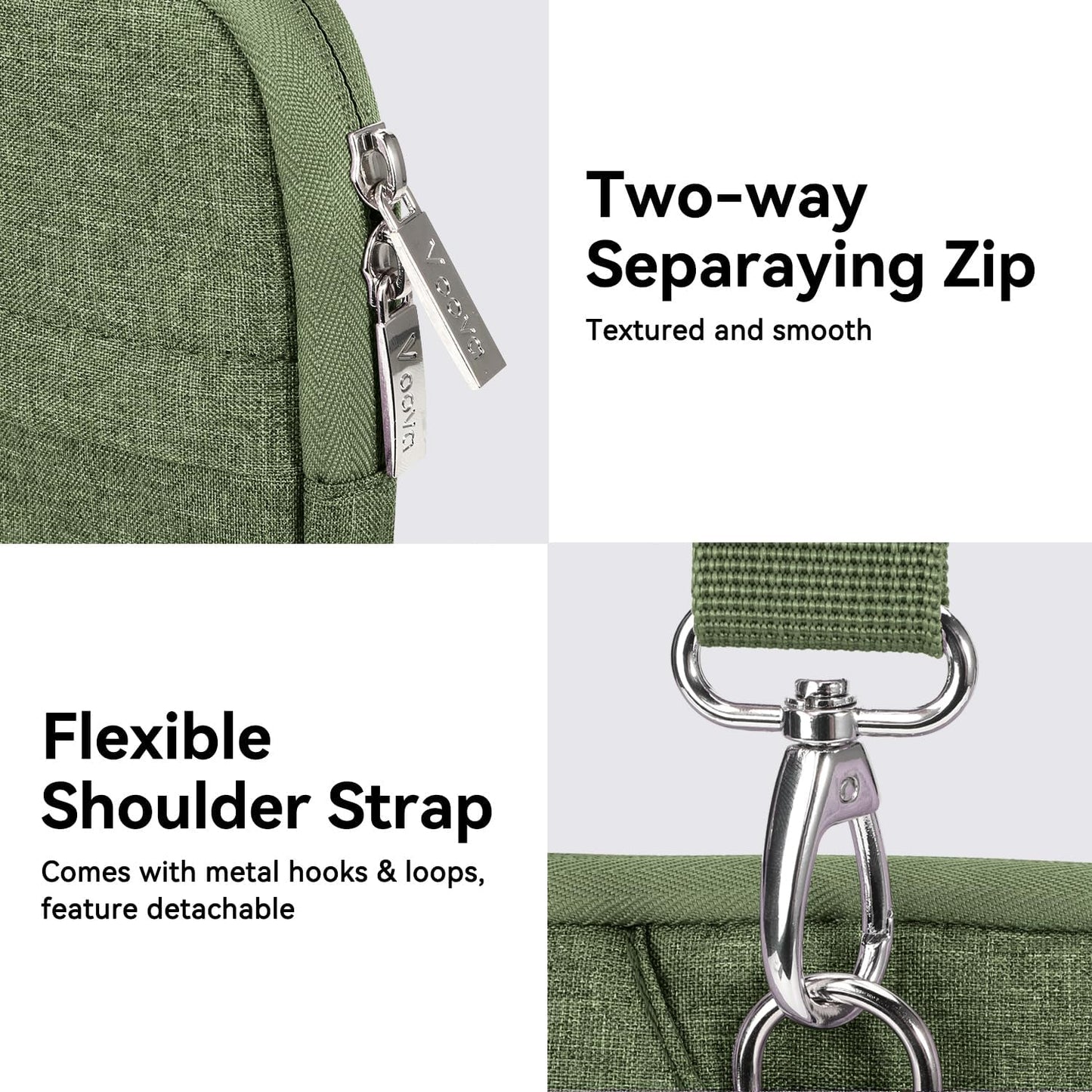 Voova Laptop Bag 15.6 Inch, Waterproof Computer Sleeve Carrying Case with Shoulder Straps & Handle Compatible with Macbook Air 15 M2/M3/M4, MacBook Pro 15/16, 15-16 Inch Hp Dell Lenovo, Army Green