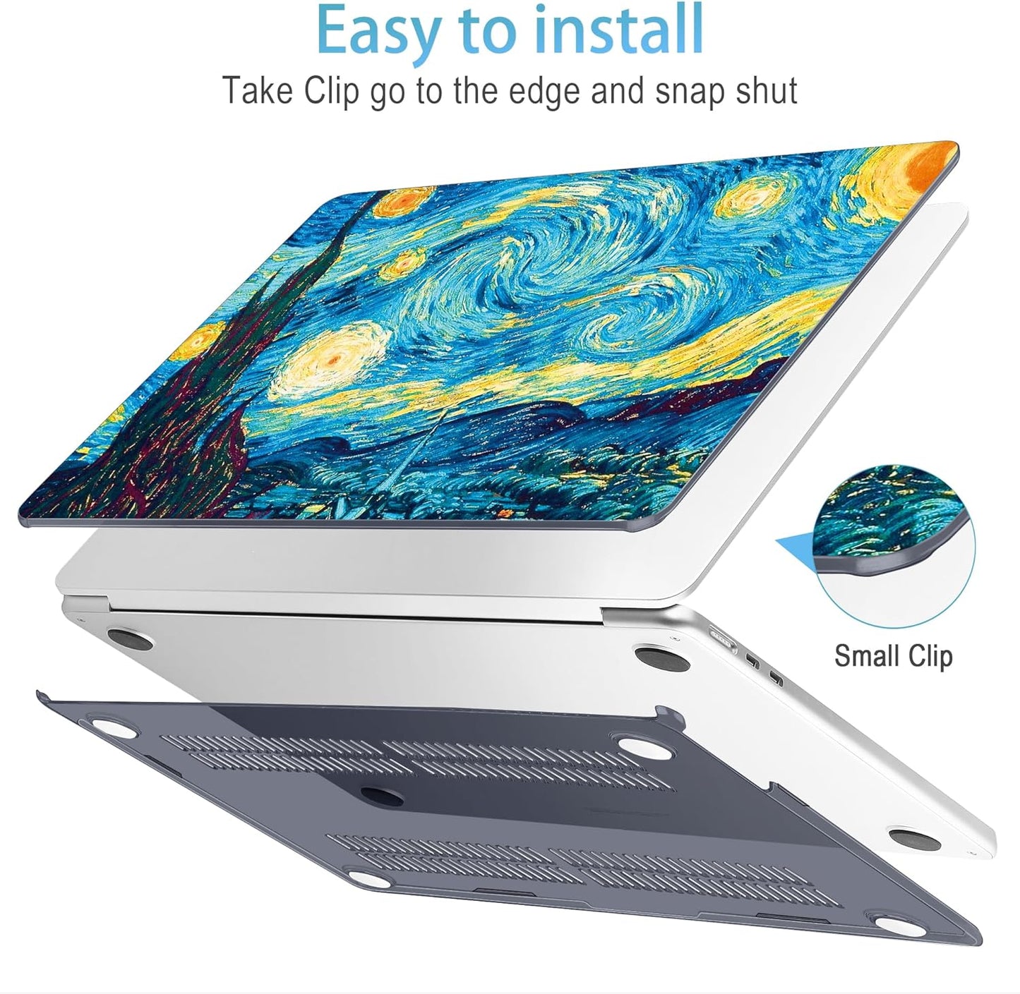 Mektron for 2025 M4 MacBook Air 13.6 Inch A3240 Case Fits 2023 A2681 M2 2024 A3113 M3 Chip with Liquid Retina Display, Printed Plastic Hard Shell Cover for MacBook Air 13.6", Abstract Starry Sky