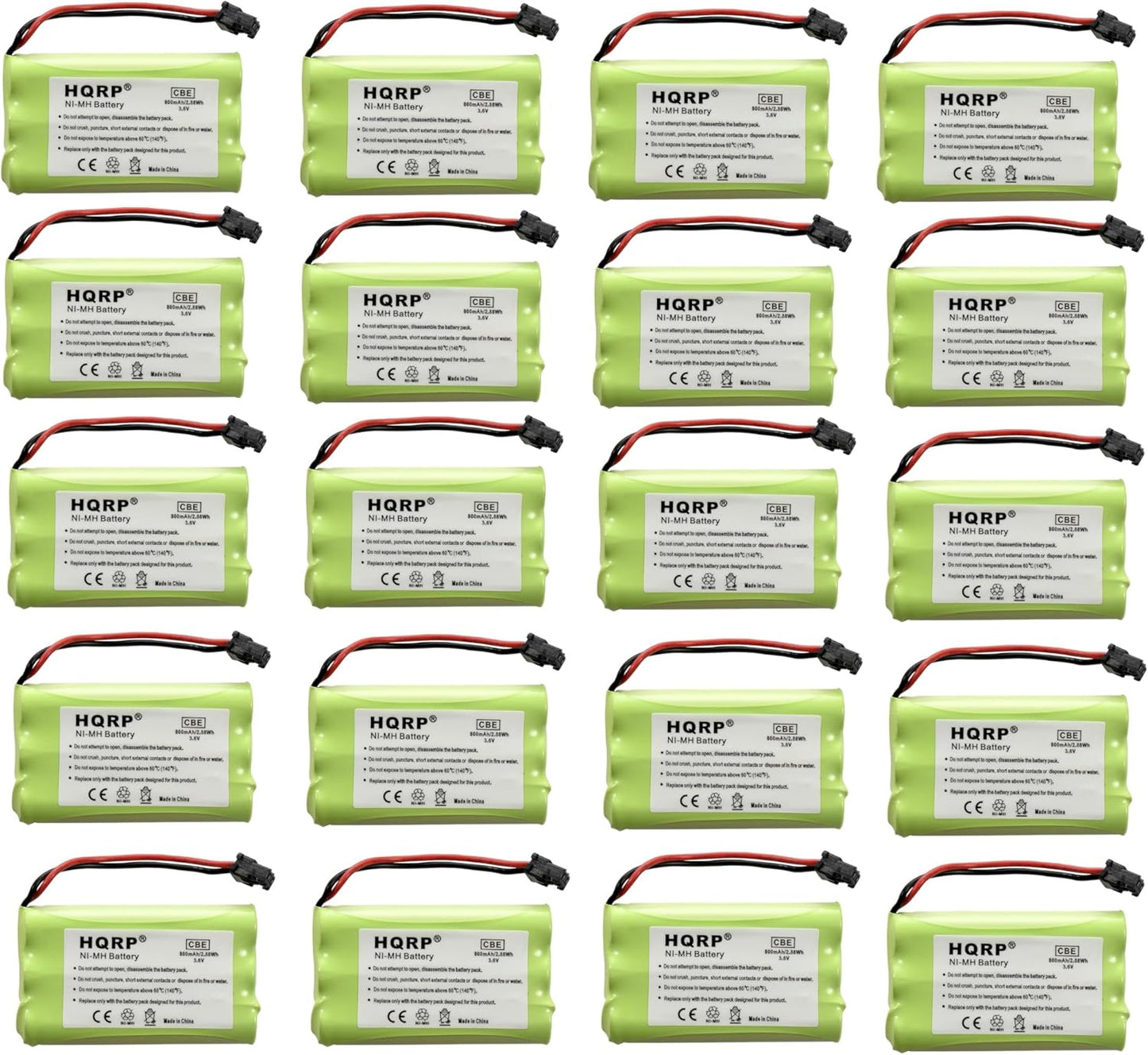 HQRP 20-Pack Cordless Phone Battery Compatible with Uniden PowerMax 5.8GHz 30878864022, Powermax 2.4 GHz, GE TL26402, GP 80AAALH3BMX, 80AAALH3BMZ Replacement