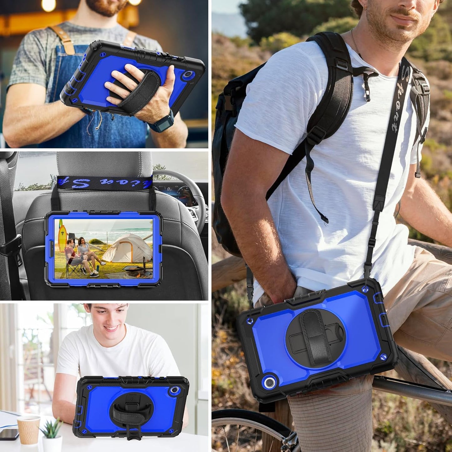 HXCASEAC Case for Samsung Galaxy Tab A9 8.7 Inch, Protective with Screen Protector/Hand Strap/Pen Holder, Sturdy Shockproof for Samsung A9 Tablet Case SM-X110 SM-X115 SM-X117 - Blue