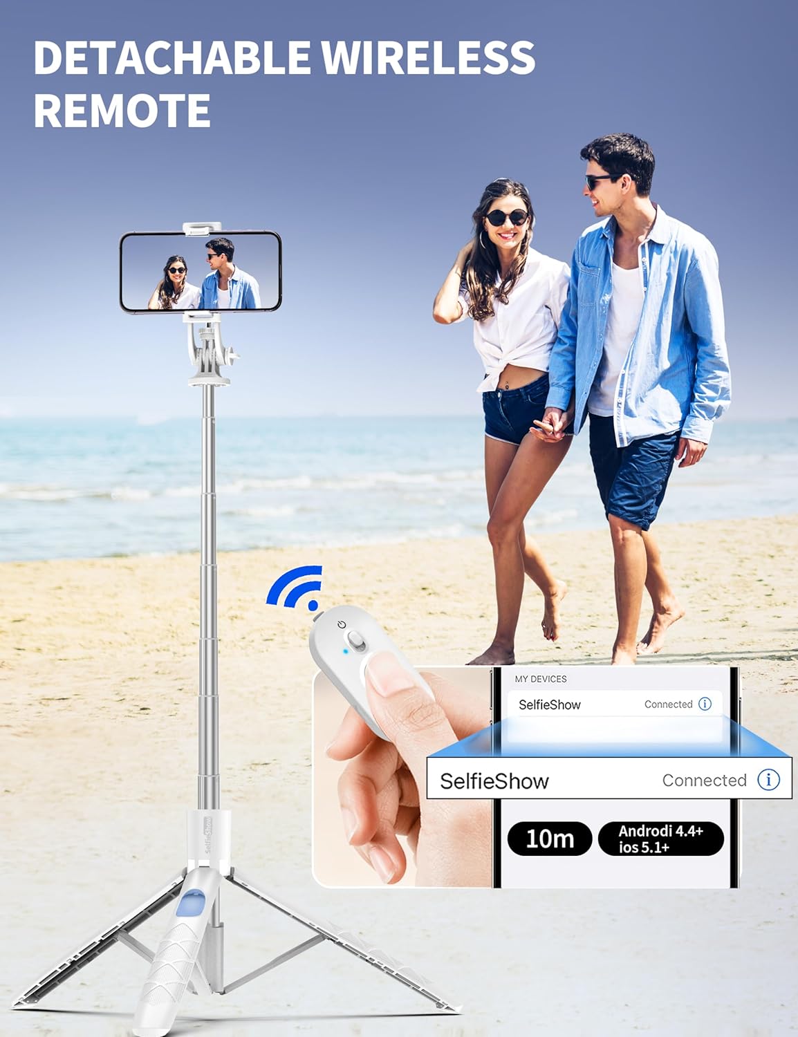 71" Phone Tripod Selfie Stick, All-in-1 with Remote, Extendable Cell Phone Tripod for iPhone, Smartphone Stand for Selfie/Video Recording/Photo/Live Stream/Vlog