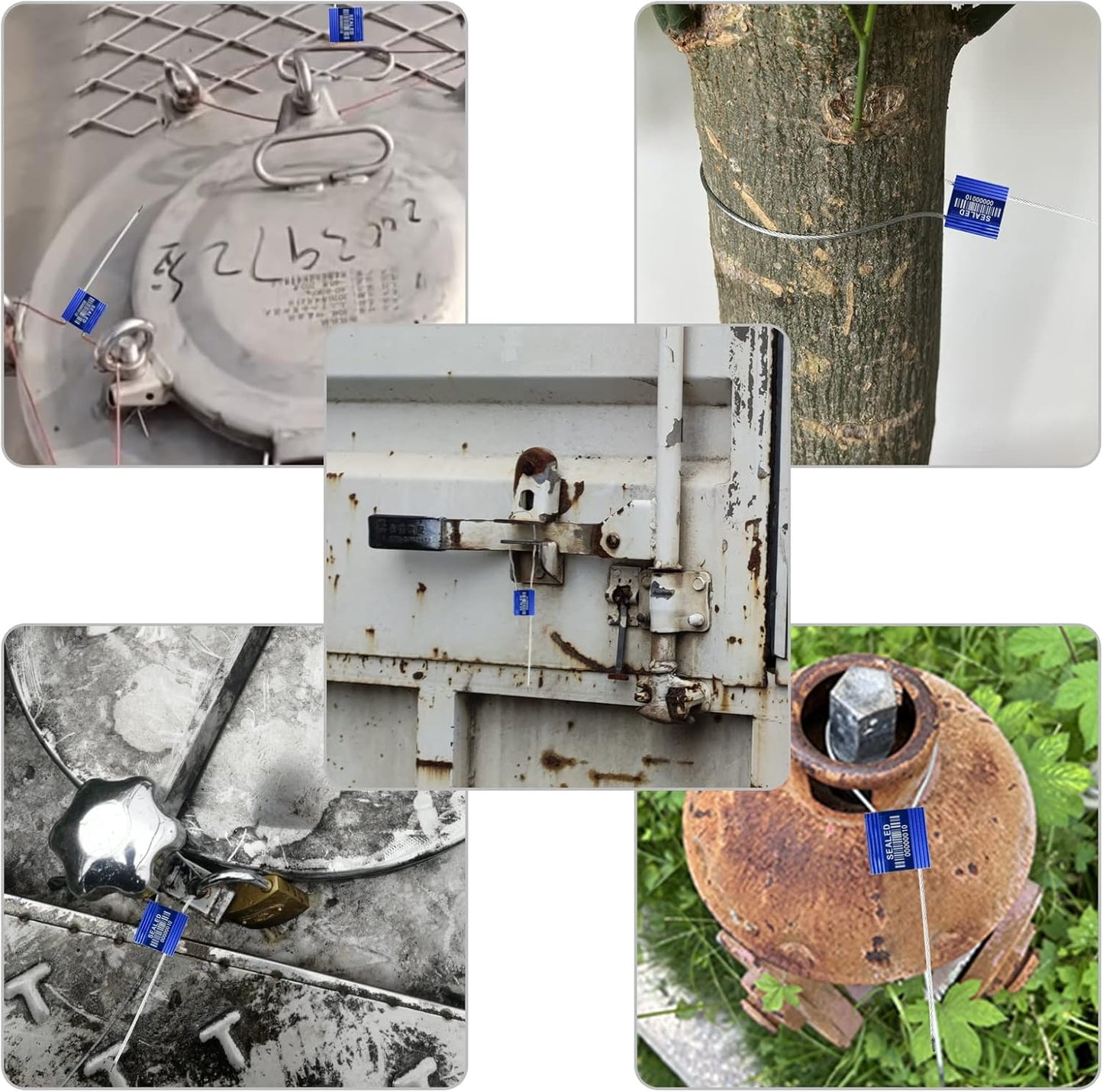 50 Blue High Security Cable Seals With Barcode - Pull Tight Numbered Steel Anti-Tamper Shipping Self-Locking Tags for Logistics - ISO 17712 Certificated