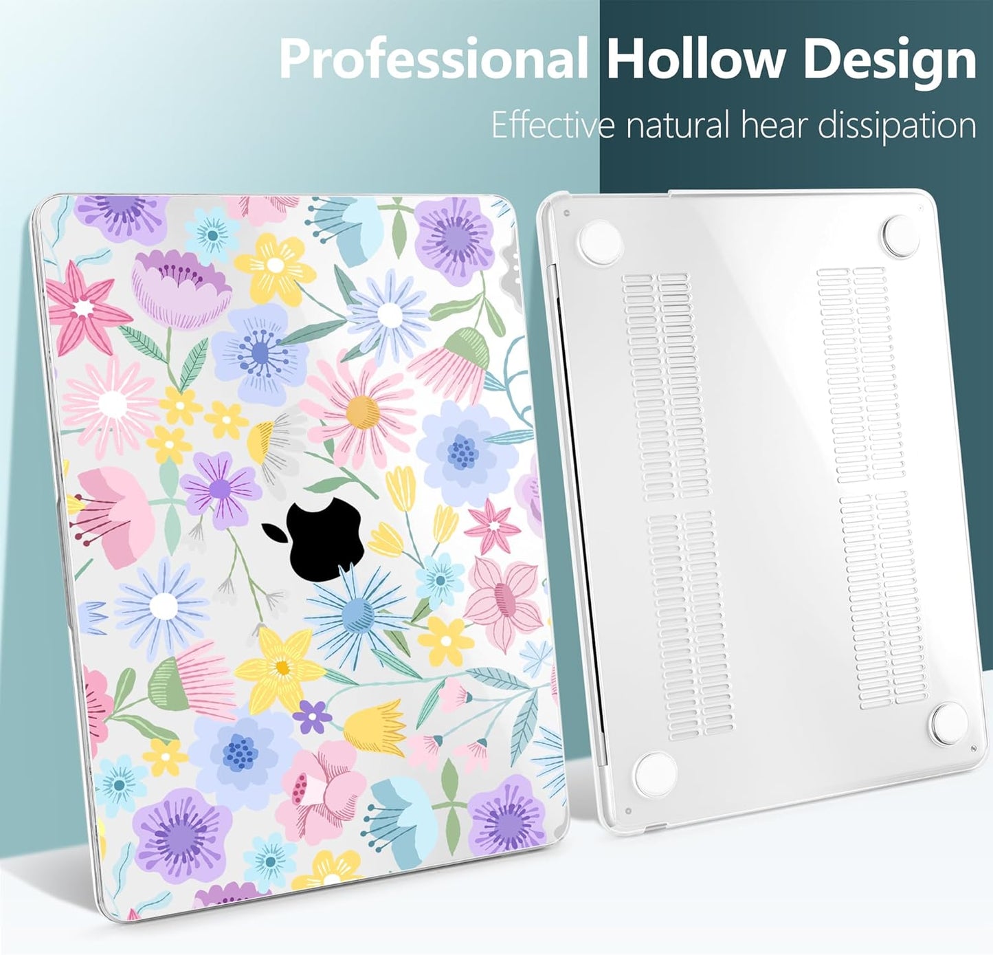 TWOLSKOO Compatible with M4 MacBook Air 13.6 inch Case 2025-2022 Release M4 A3240 M3 A3113 M2 A2681, Plastic Hard Shell & Keyboard Cover & Type C Adapter & Screen Protector, Spring Blooms