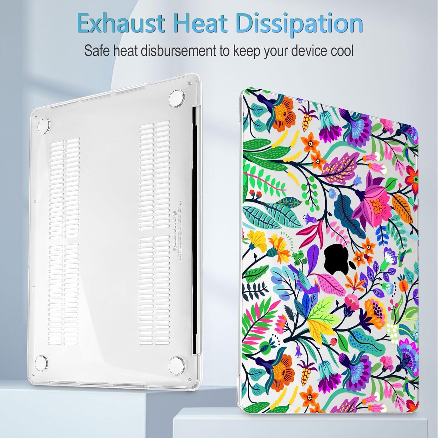 Mektron for MacBook Air 13 Case A1466/A1369 (2010-2017 Release), Snap-on Plastic Hard Shell Cover for MacBook Air 13.3 inch with Keyboard Cover,Bright-Coloured Flowers