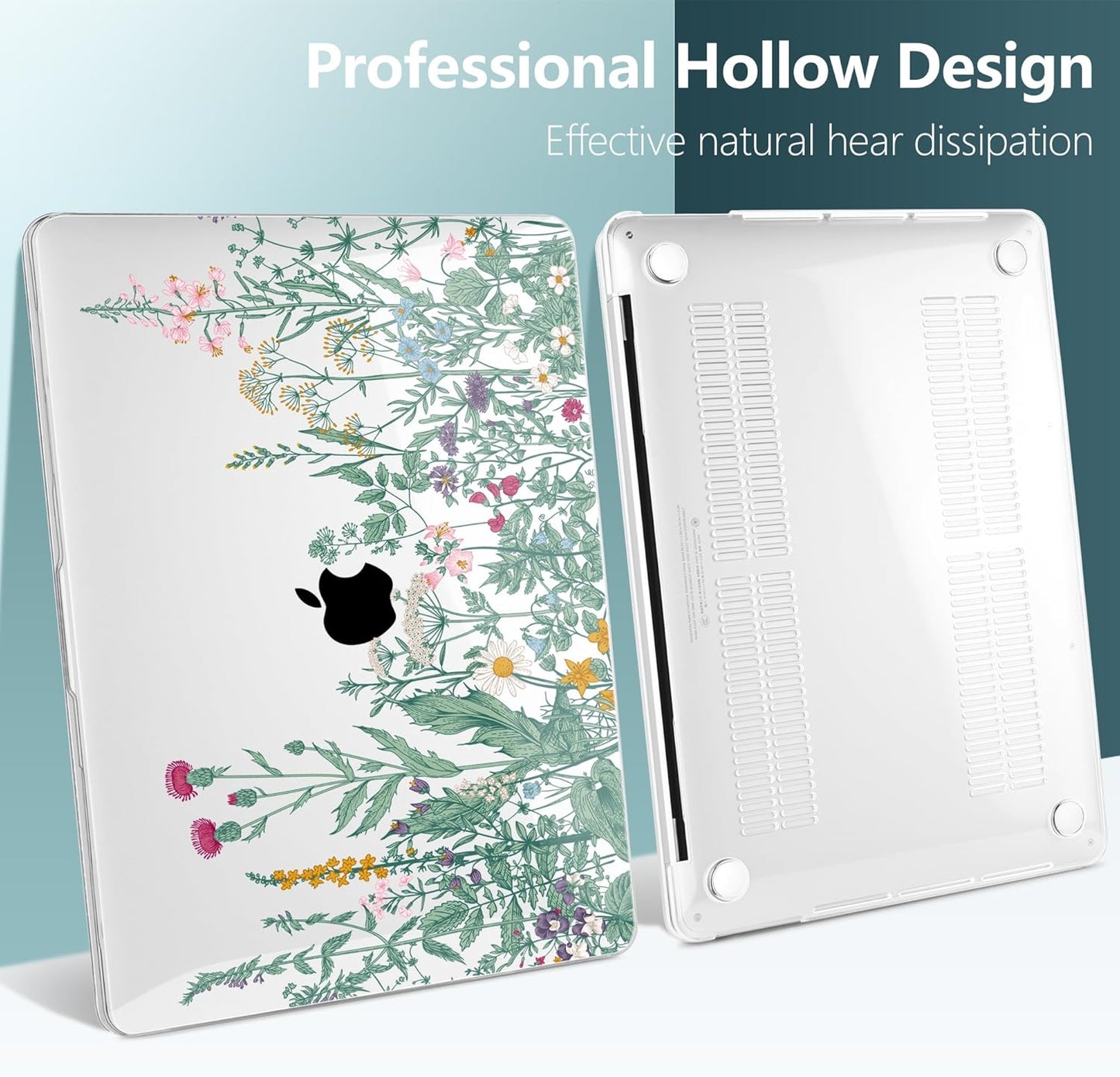 TWOLSKOO Compatible with MacBook Pro 13 inch Case 2023-2016 A2338 M2/M1 A2251 A2289 A2159 A1989 A1706, Plastic Hard Shell Cover & Keyboard Skin & Screen Protector, Botanical Illustration