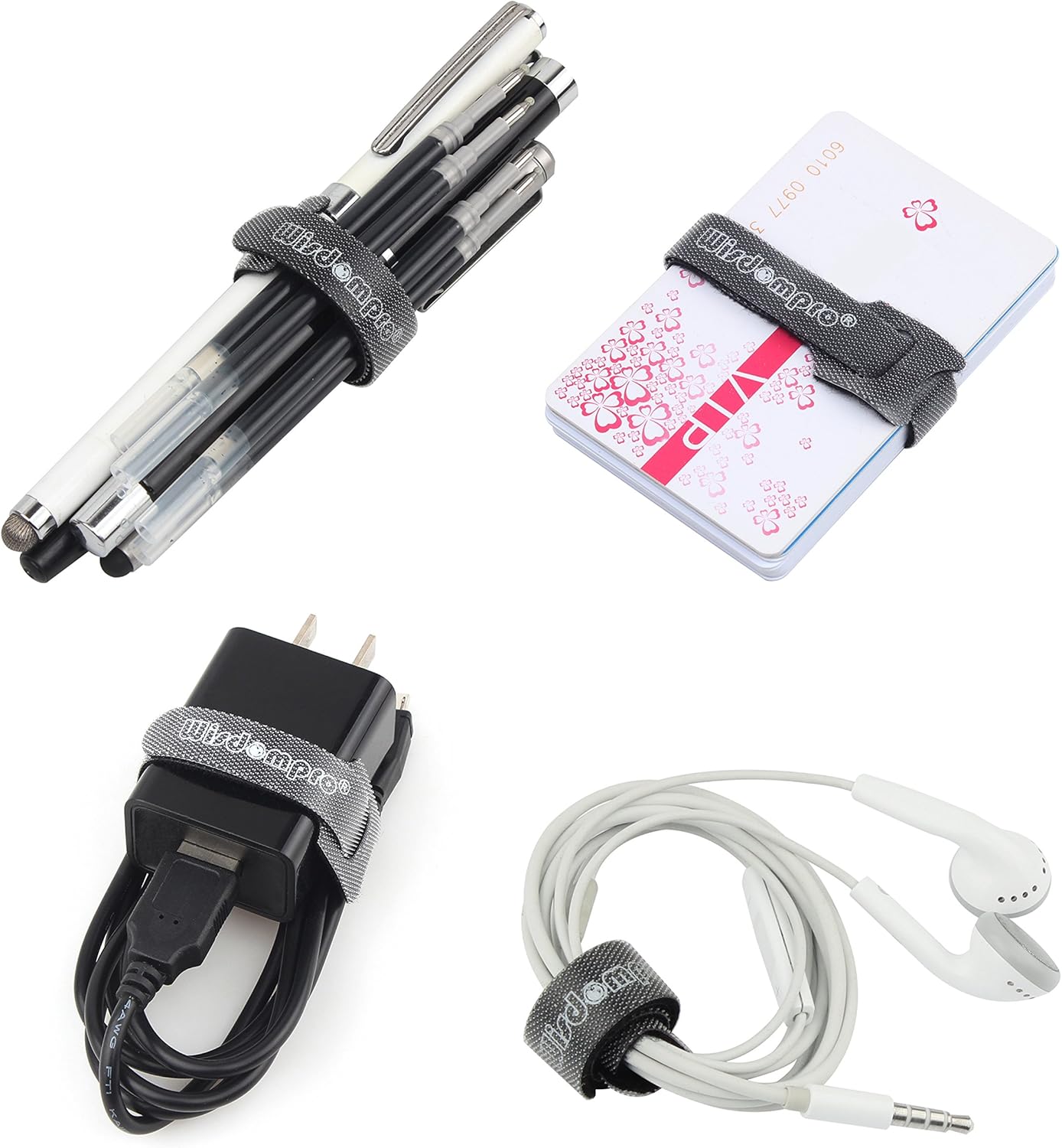 16 Pack Mixed Size Hook and Loop Reusable Fastening Cable Straps Tie by Wisdompro - Reusable, Durable Functional Ties to Keep Your Home, Office, Workspace from Tangled Messes of Cords