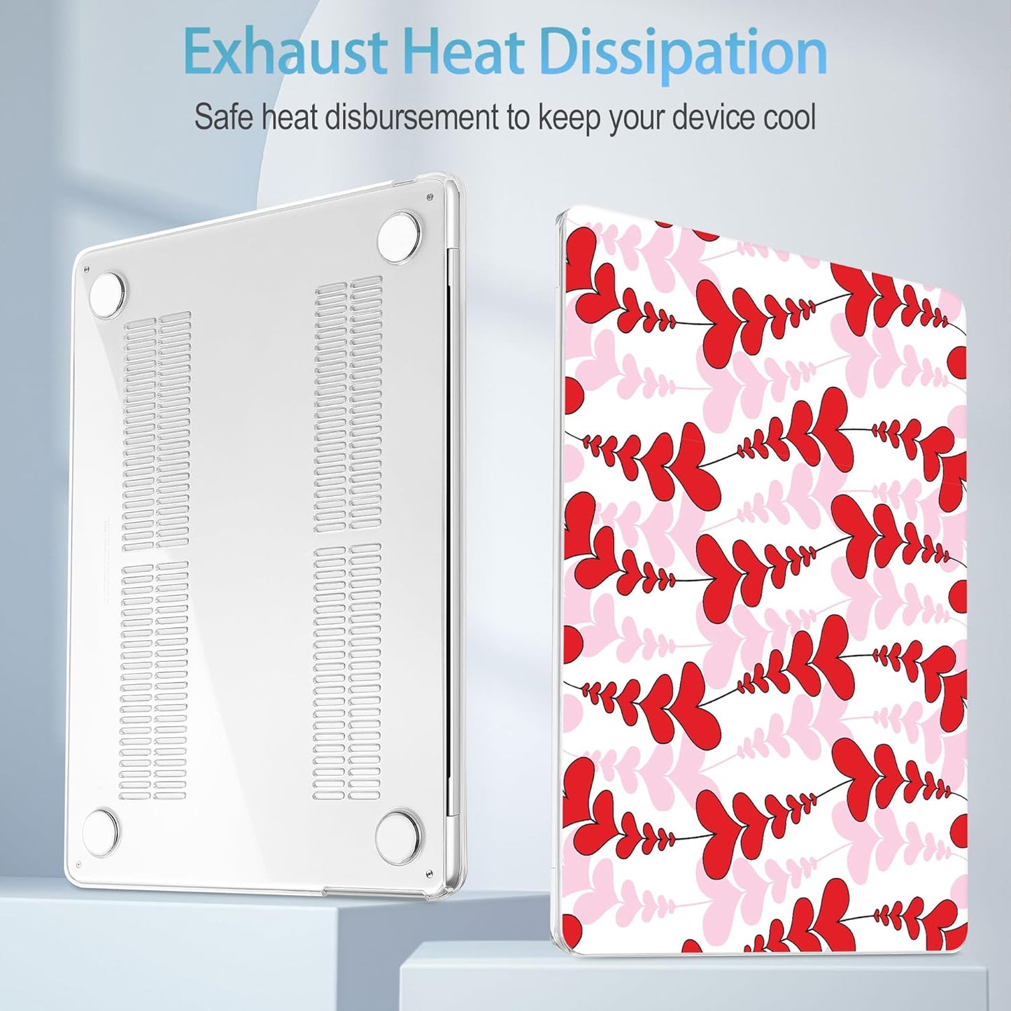 Mektron for 2025 M4 MacBook Air 13.6 Inch A3240 Case Fits 2023 A2681 M2 2024 A3113 M3 Chip with Liquid Retina Display Touch ID, Printed Plastic Hard Shell Cover for MacBook Air 13.6", Heart Wave