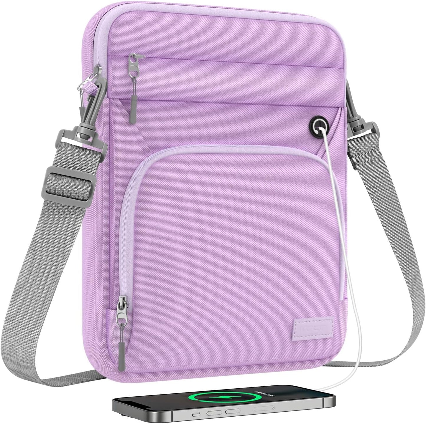 MoKo 9-11 Inch Tablet Sleeve Bag, Fits 11 inch iPad Air M3, iPad A16 2025, Pro 11 M4, 10/9/8/7th, Tab S8/S9 11, Multifunctional Bag with Shoulder and Headphone Port, Purple