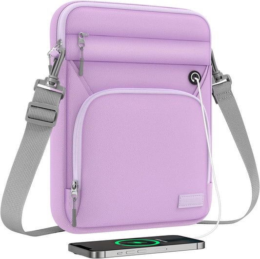 MoKo 9-11 Inch Tablet Sleeve Bag, Fits 11 inch iPad Air M3, iPad A16 2025, Pro 11 M4, 10/9/8/7th, Tab S8/S9 11, Multifunctional Bag with Shoulder and Headphone Port, Purple