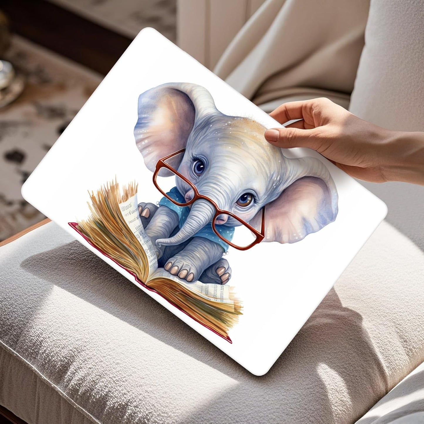 Mektron Compatible with M4 MacBook Air 15 inch Case 2025 A3241 2024 2023 M3 A3114 A2941 M2 Liquid Retina Display Touch ID, Plastic Hard Case & Keyboard Skin & Screen Protector - Cute Elephant C341