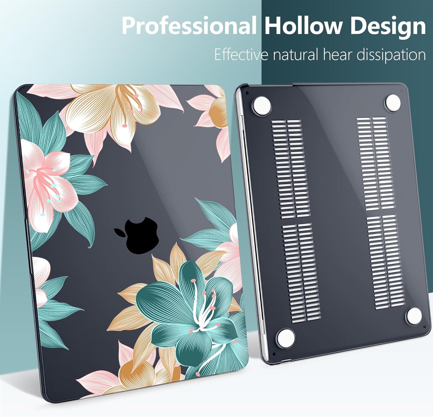 TWOLSKOO for M4 MacBook Air 13.6 inch Case 2025-2022 Release M4 A3240 M3 A3113 M2 A2681, Plastic Hard Shell & Screen Protector & Keyboard Cover & Trackpad Film, Clivia Flowers