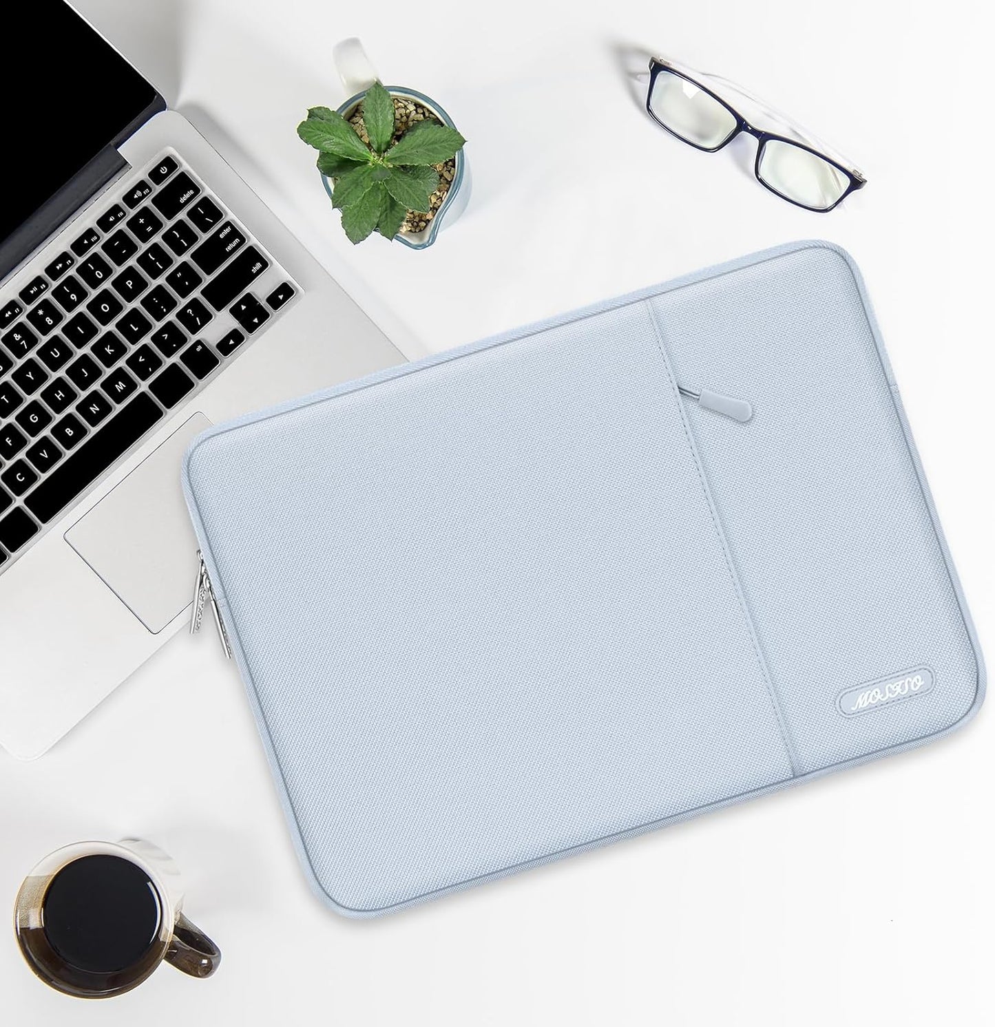 MOSISO Laptop Case 13 inch, 13 inch Laptop Sleeve Compatible with MacBook Air M4 M3 M2 M1 2025-2018 / Pro M2 M1 2025-2016, Polyester Vertical Computer Sleeve Bag with Pocket, Baby Blue