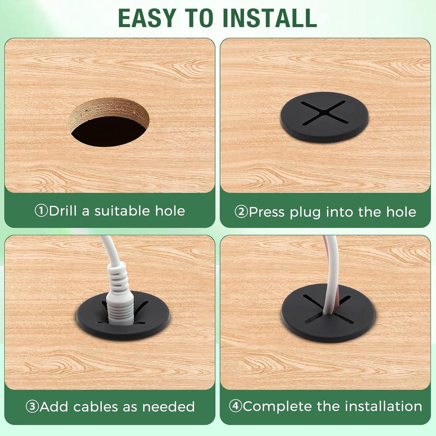 20Pcs Desk Grommet, 3/4" (20mm) White Silicone Cord Hole Cover, Flexible Rubber Wire Grommets, Wall Grommets for Cables Management, Table, Countertop, Cabinets and Furnitures Wire Organizer